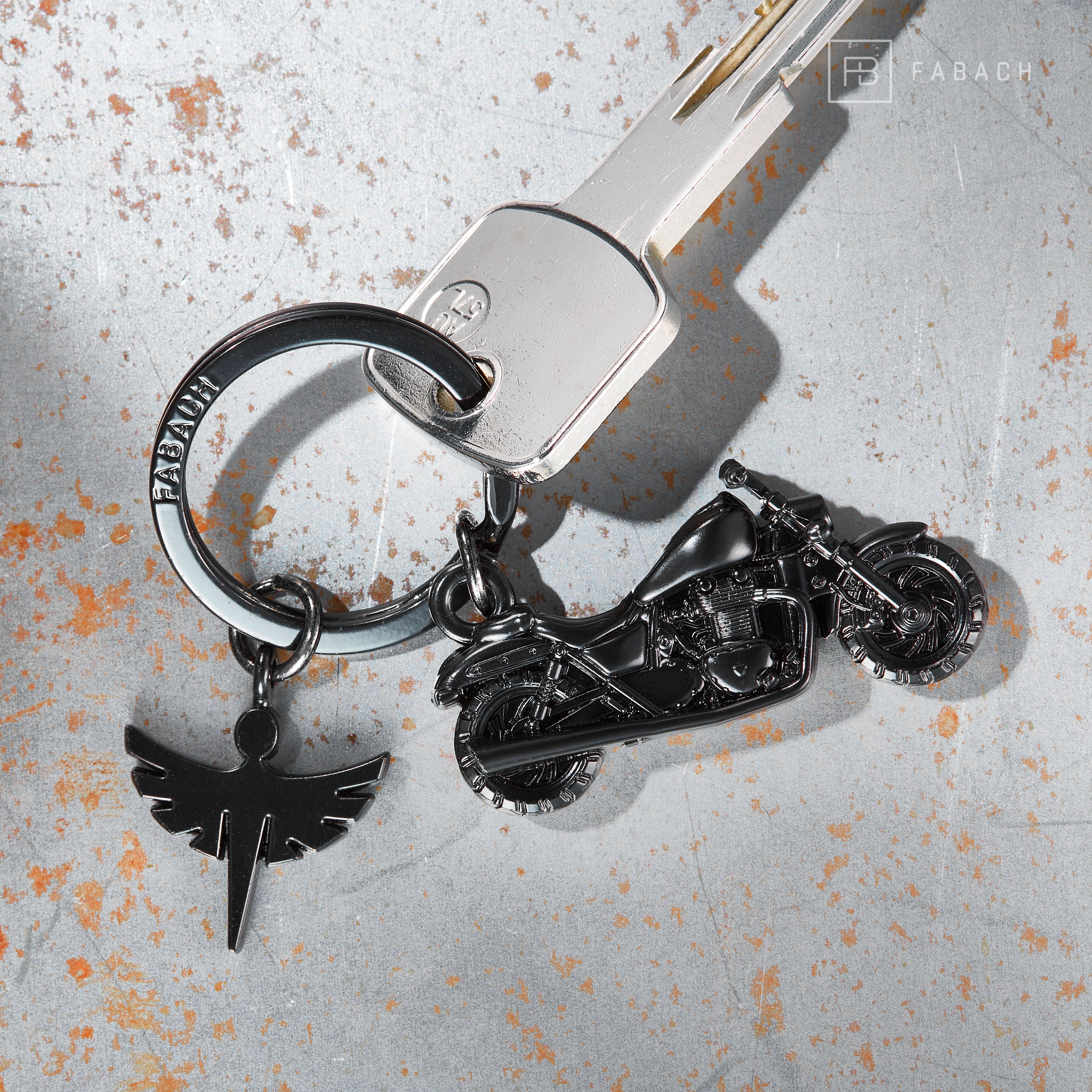 FABACH mit - Engel Schlüsselanhänger Motorradfahrer Antique Schutzengel Glücksbringer Chopper Motorrad Bronze