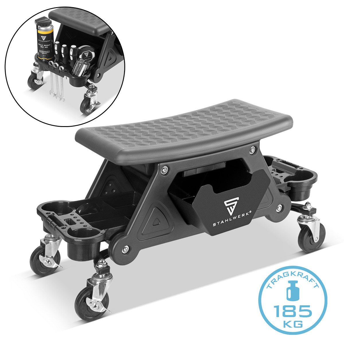STAHLWERK Werkzeugwagen Werkstatthocker WRS-185 mit 185 kg Tragkraft, max. Traglast:185 kg, (1-tlg)