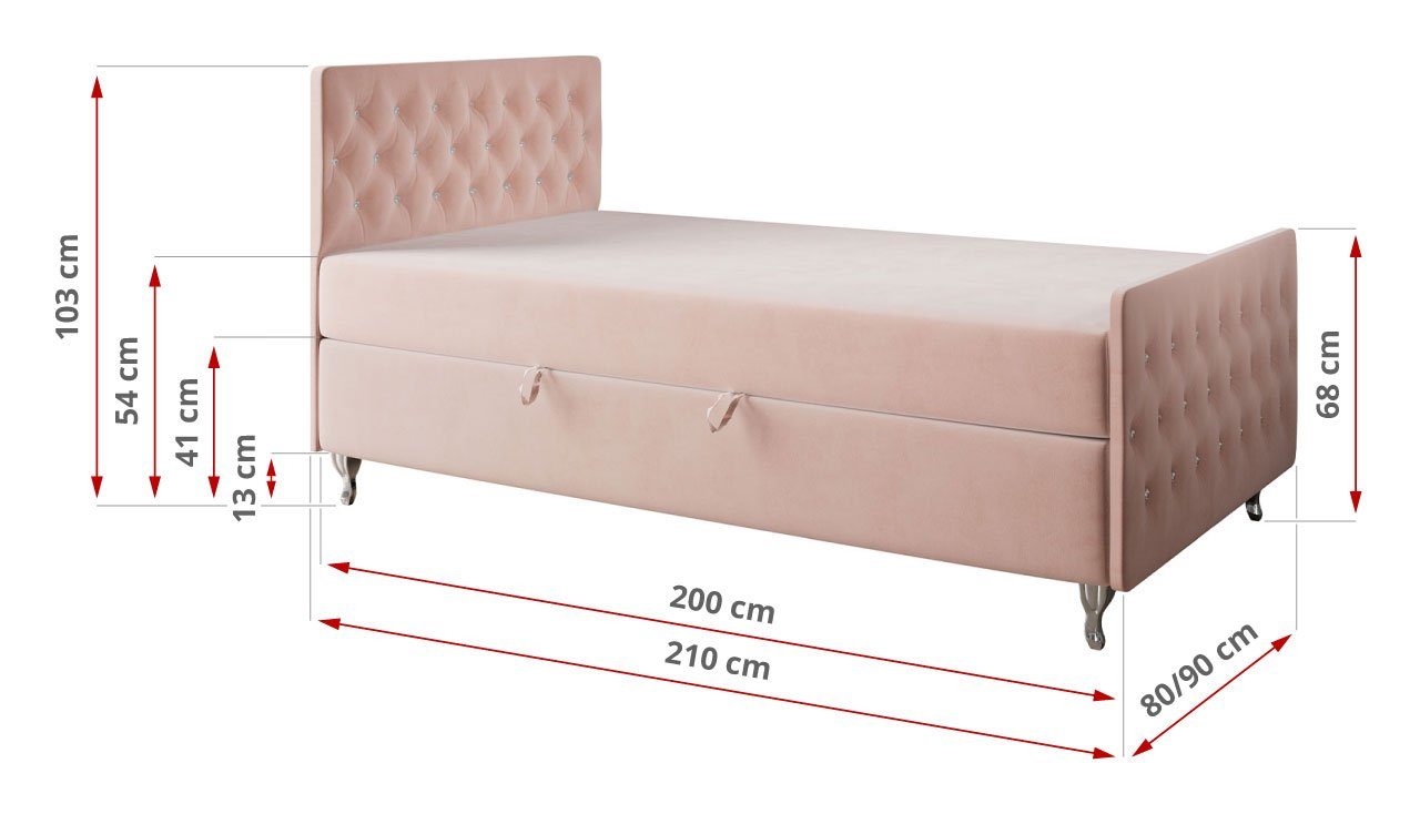 FILIP für MÖBEL Kinderzimmer, Jugendbett Funktionsbett Rosa Bett Kinderbett Boxspringbetten 1, MKS