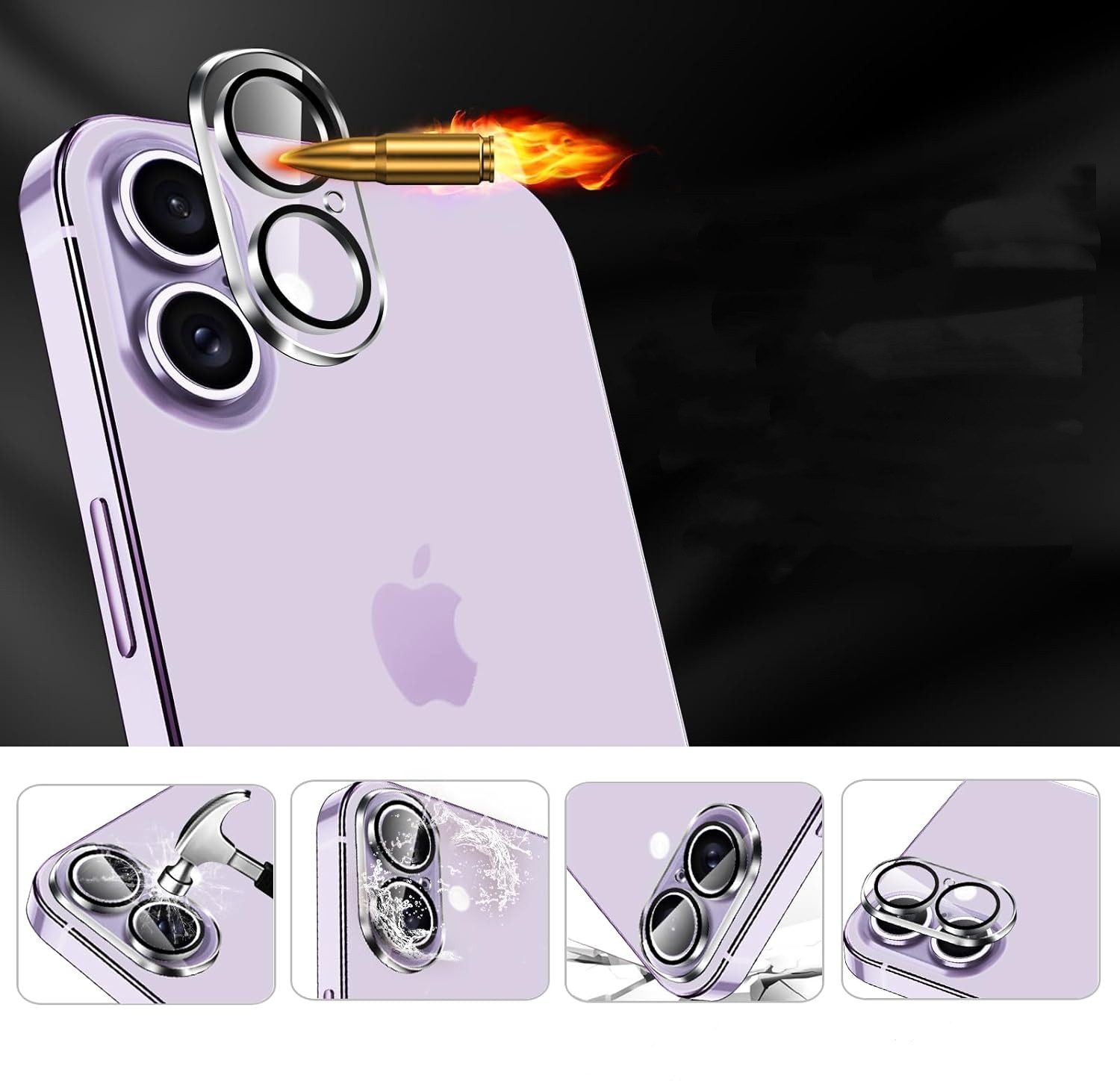 CLM-Tech Kameraschutzglas 2X für iPhone 17 6,1 Zoll, Linse Schutzglas 9H Glas - Folie kristallklar Panzerglas 2X Stück, 2 Stück, Kratzfest