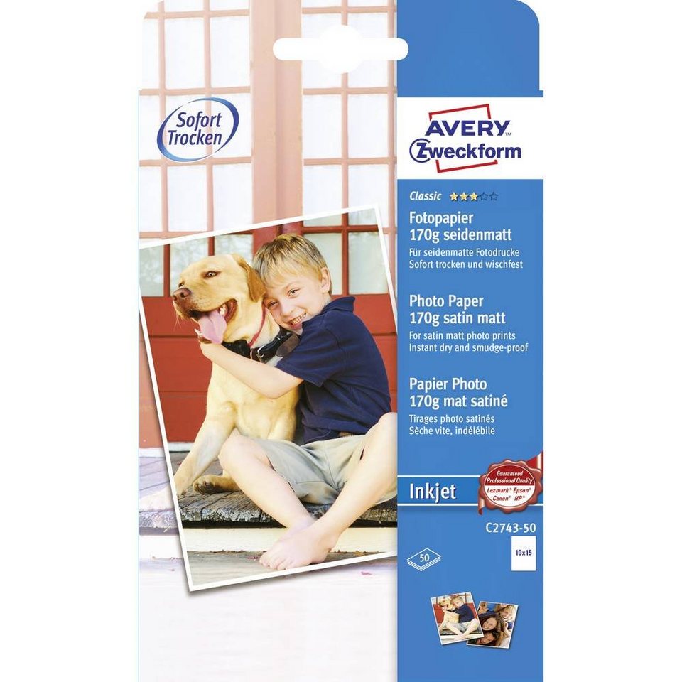 Avery Zweckform Fotopapier Classic Inkjet Fotopapier, 10x15, 180 g/m² Avery Zweckform Fotopapier Classic Inkjet Fotopapier, 10x15, 180 g/m²