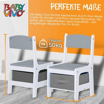 Baby Vivo Kindersitzgruppe Kindersitzgruppe mit multifunktionalem Tisch 2 Stühlen - Maurice Grau