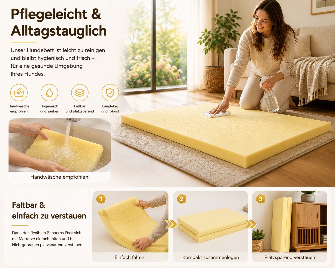 Best for Pets Hundematte Orthopädisches Hundebett – Memory Foam & Waschbar, 100% Polyester, Orthopädisch, Memory Foam, 3-Schicht-System, – Bild 5 von 5