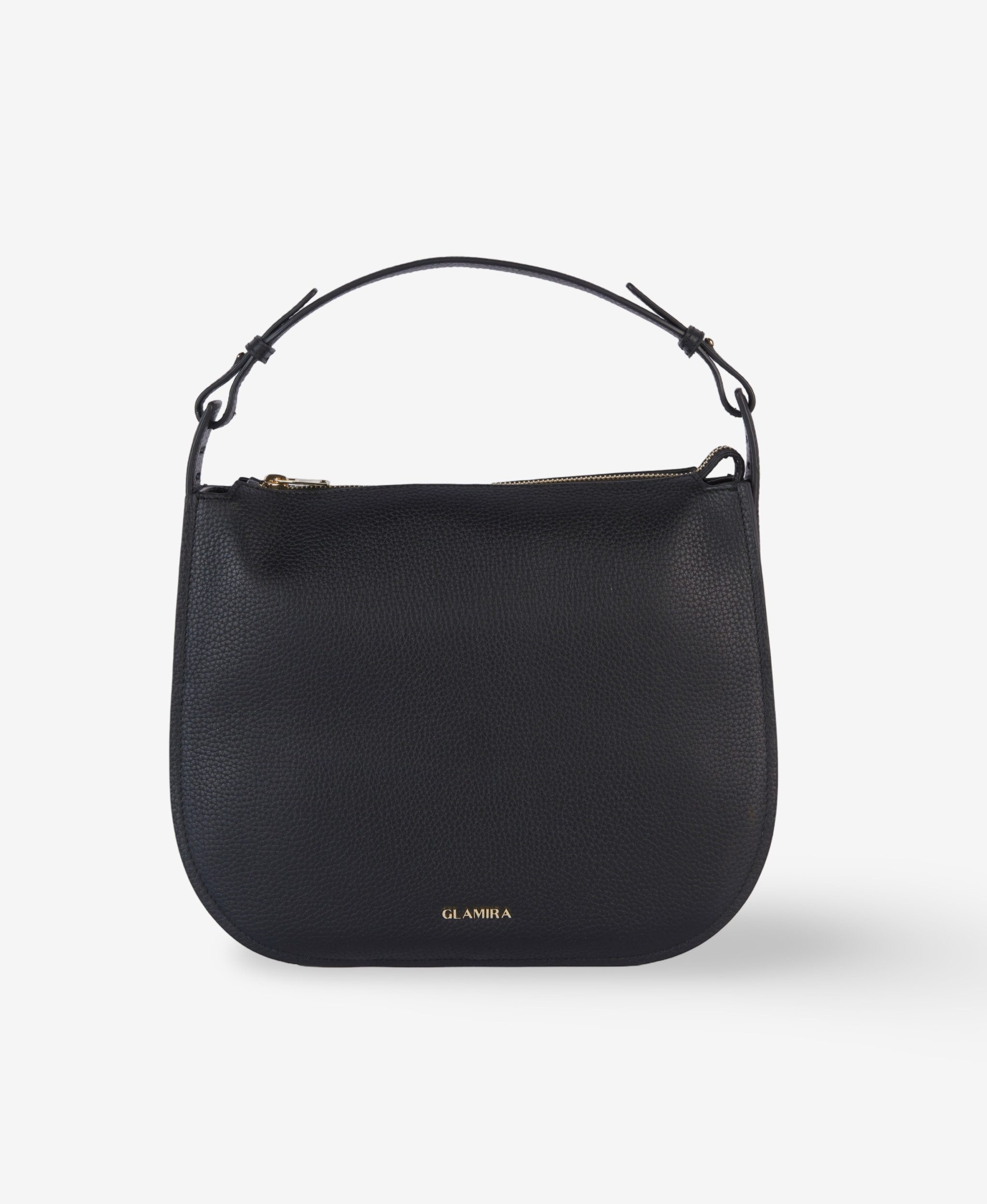 GLAMIRA Handtasche UrbanSphere Schwarze Handtasche mit Henkel (1-tlg), echt Leder, mit geräumigem Hauptfach