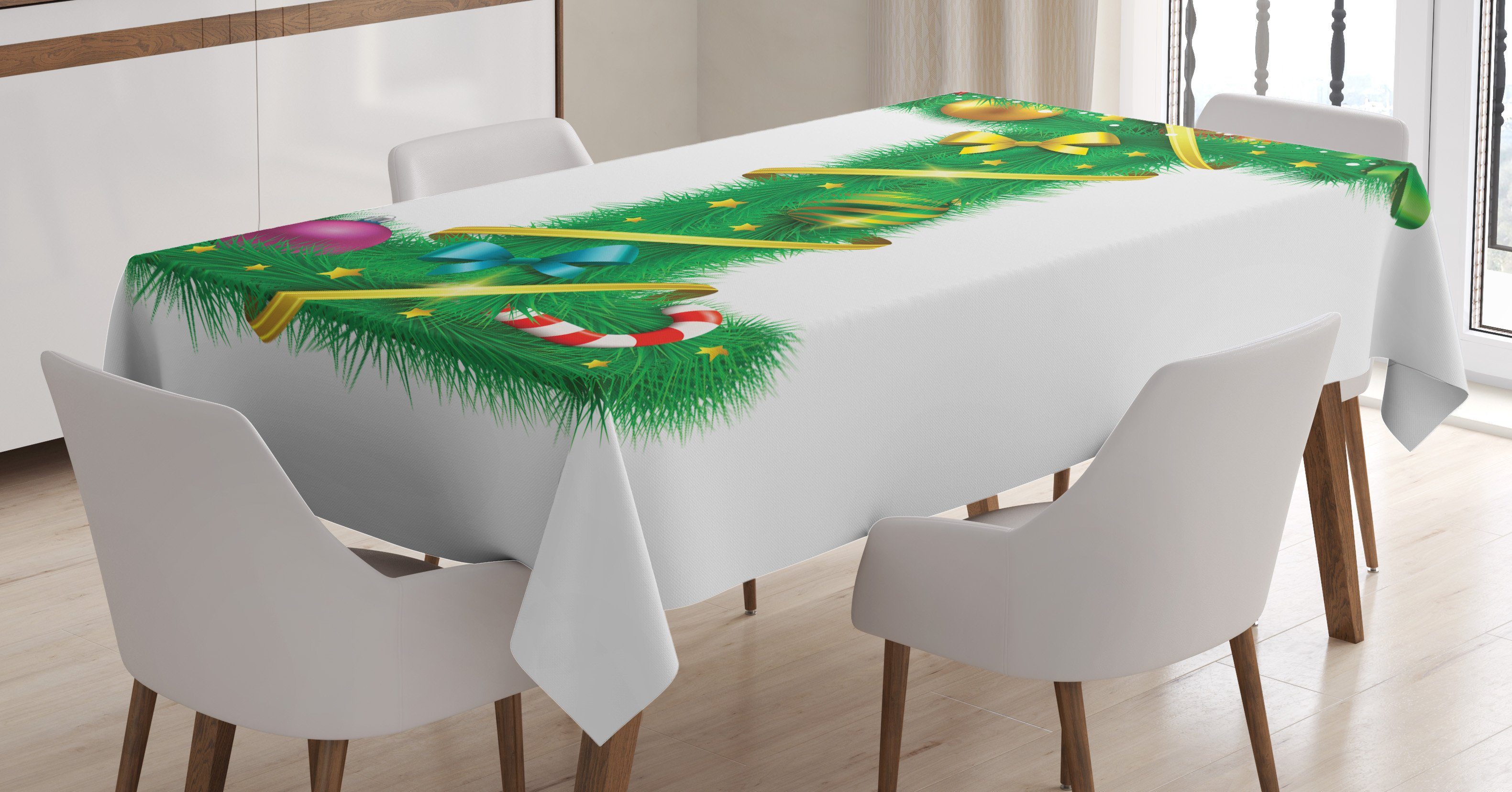 Abakuhaus Tischdecke Farbfest Waschbar Für den Außen Bereich geeignet Klare Farben, Weihnachtsalphabet Feiertag-Buchstabe H