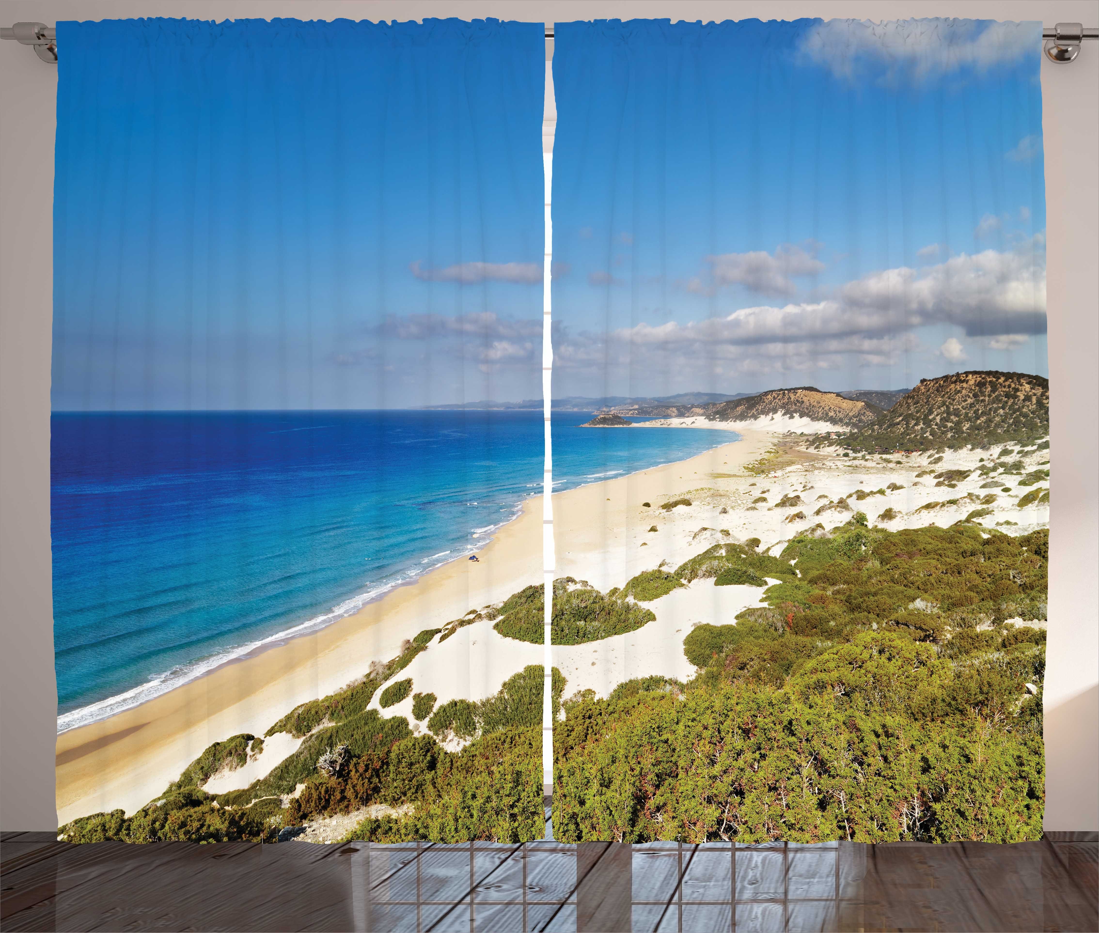 Gardine Schlafzimmer Kräuselband Vorhang mit Schlaufen und Haken, Abakuhaus, Zypern Strand an der Karpaz