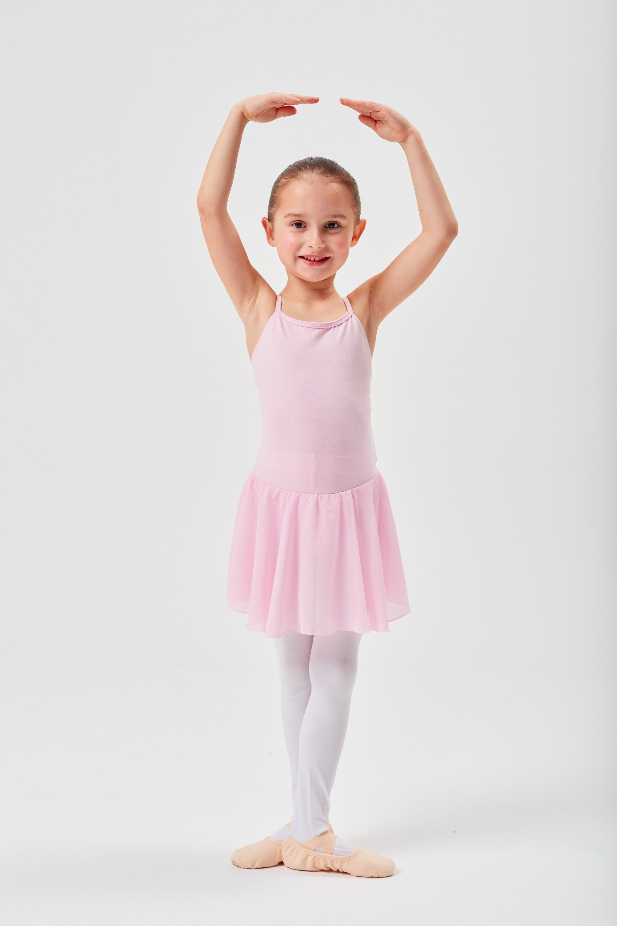 tanzmuster Chiffonkleid Ballettkleid Maggie mit Spaghettiträgern Mädchen Ballettbody mit Chiffon Röckchen