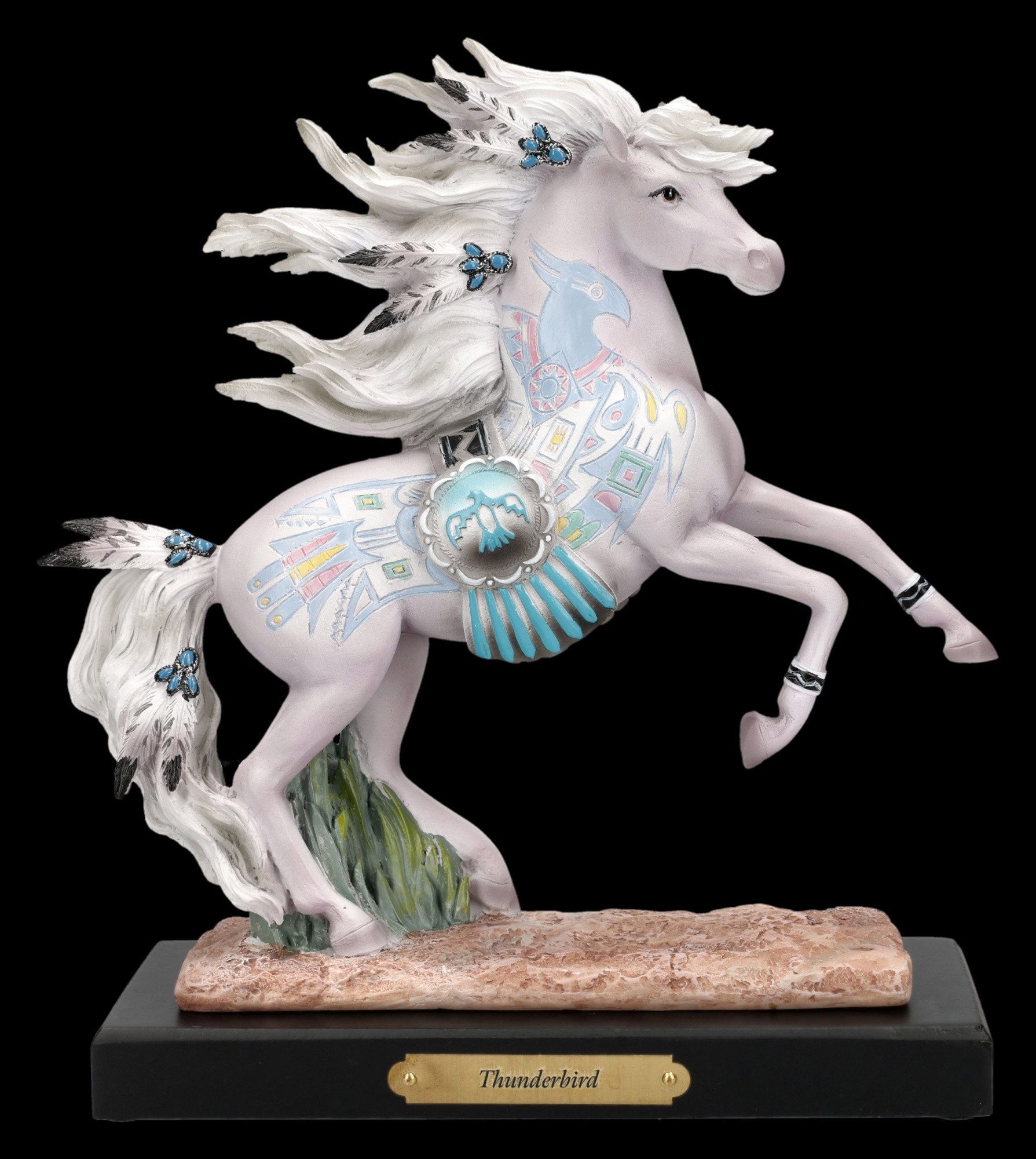 Figuren Shop GmbH Tierfigur Pferdefigur Thunderbird - Pferd Statue Sammlerfigur 21.5 cm Tierdeko