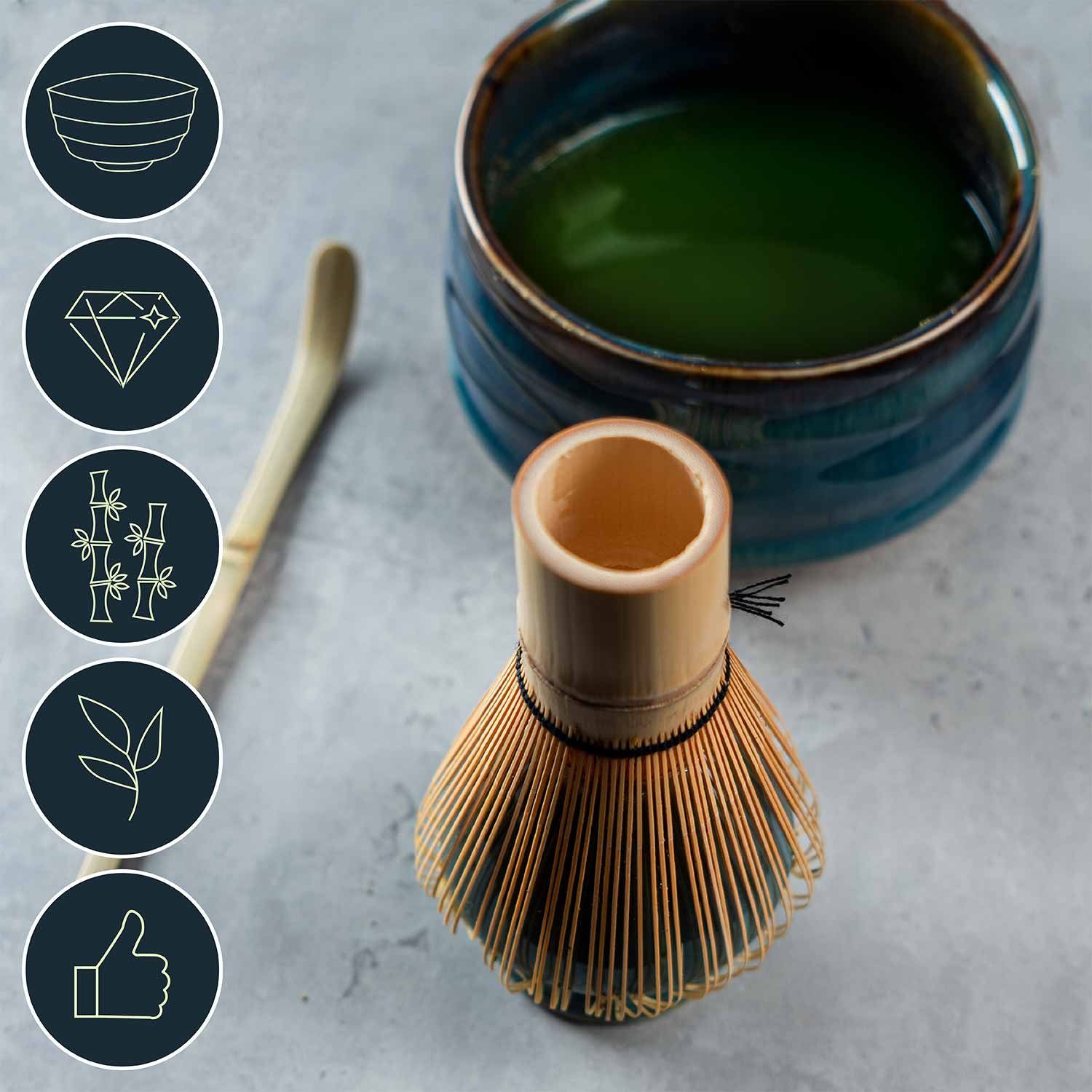Dimono Teeglas DIMONO Matcha Tee Set–Teezubereitung Set mit Chasen, Schale & Zubehör, mit Matcha-Schale, Besenhalter, Dosierlöffel – Bild 2 von 5