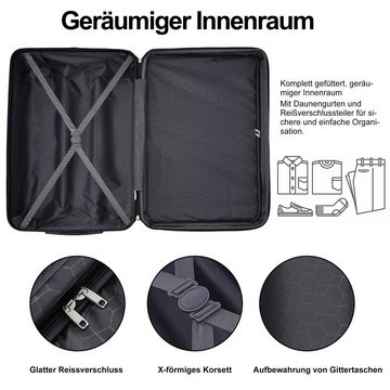 OKWISH Kofferset Trolleyset, 4 Rollen, (Reisekoffer Handgepäck, Rollkoffer), aus hochwertigem PVC-Material