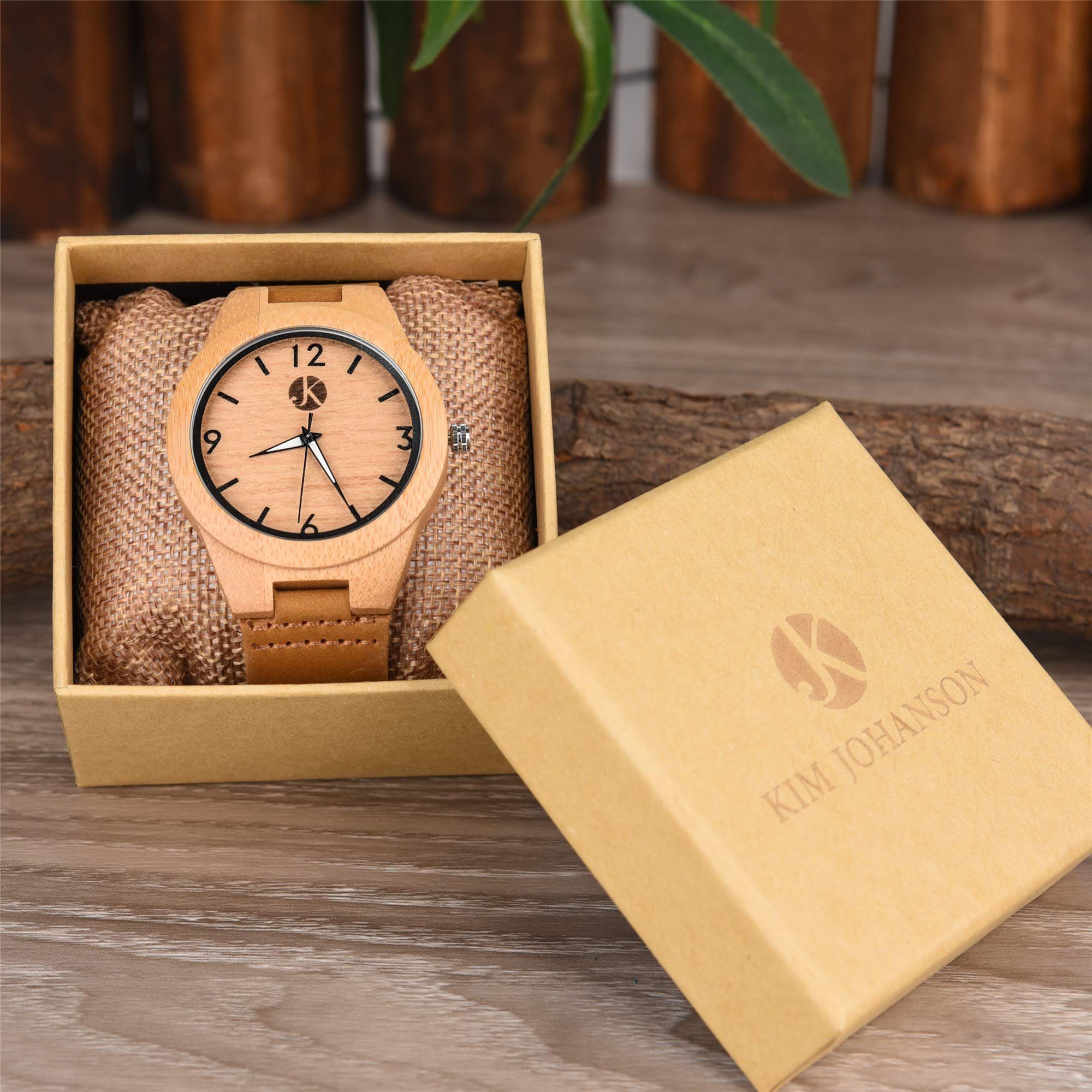 Kim Johanson Quarzuhr Classic Wood, aus Holz mit Lederarmband