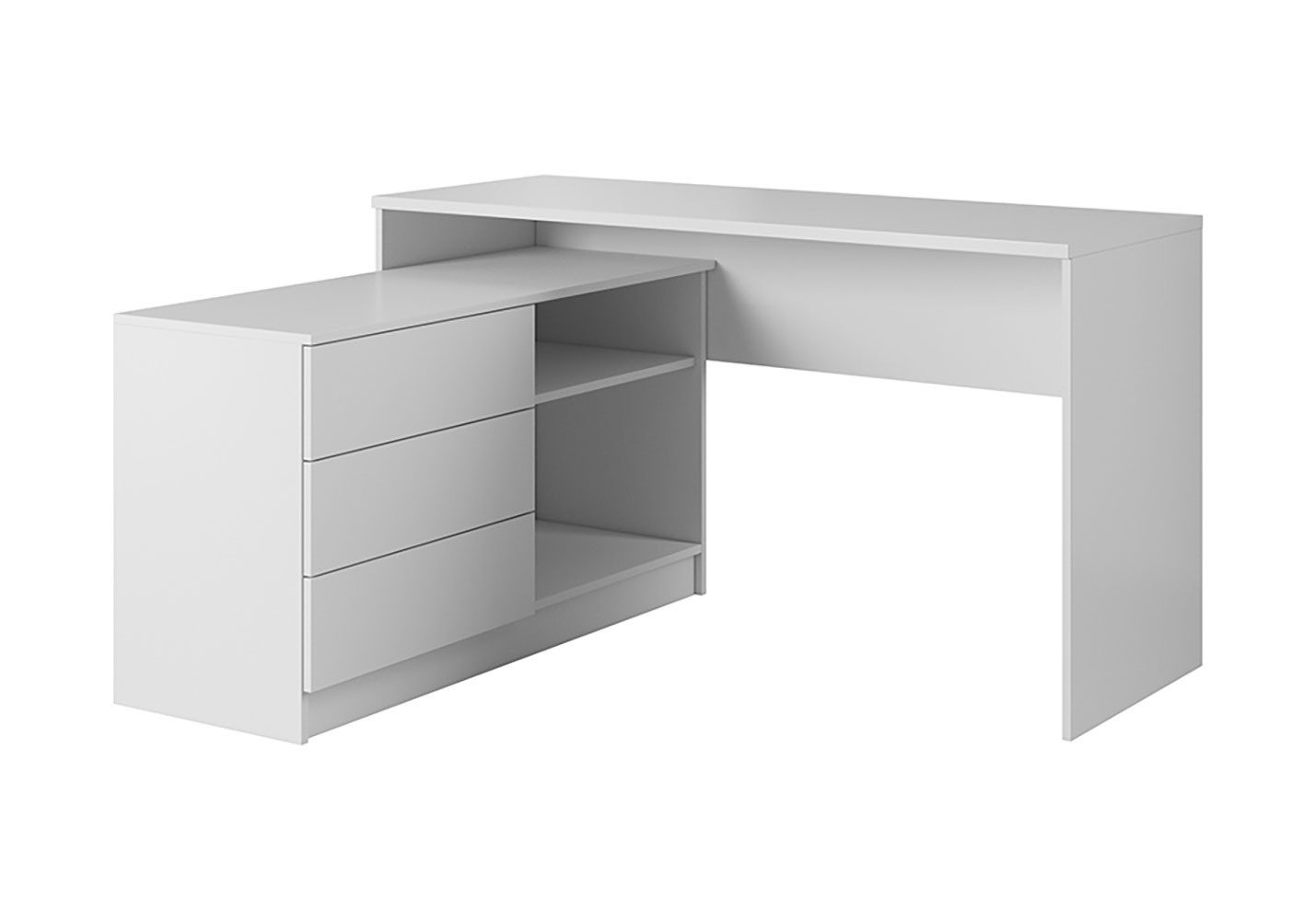 Feldmann-Wohnen Schreibtisch Teo (mit Schubladen, 2-St., moderne Optik, mit Schubladen), mit Kommode 138x50cm weiß
