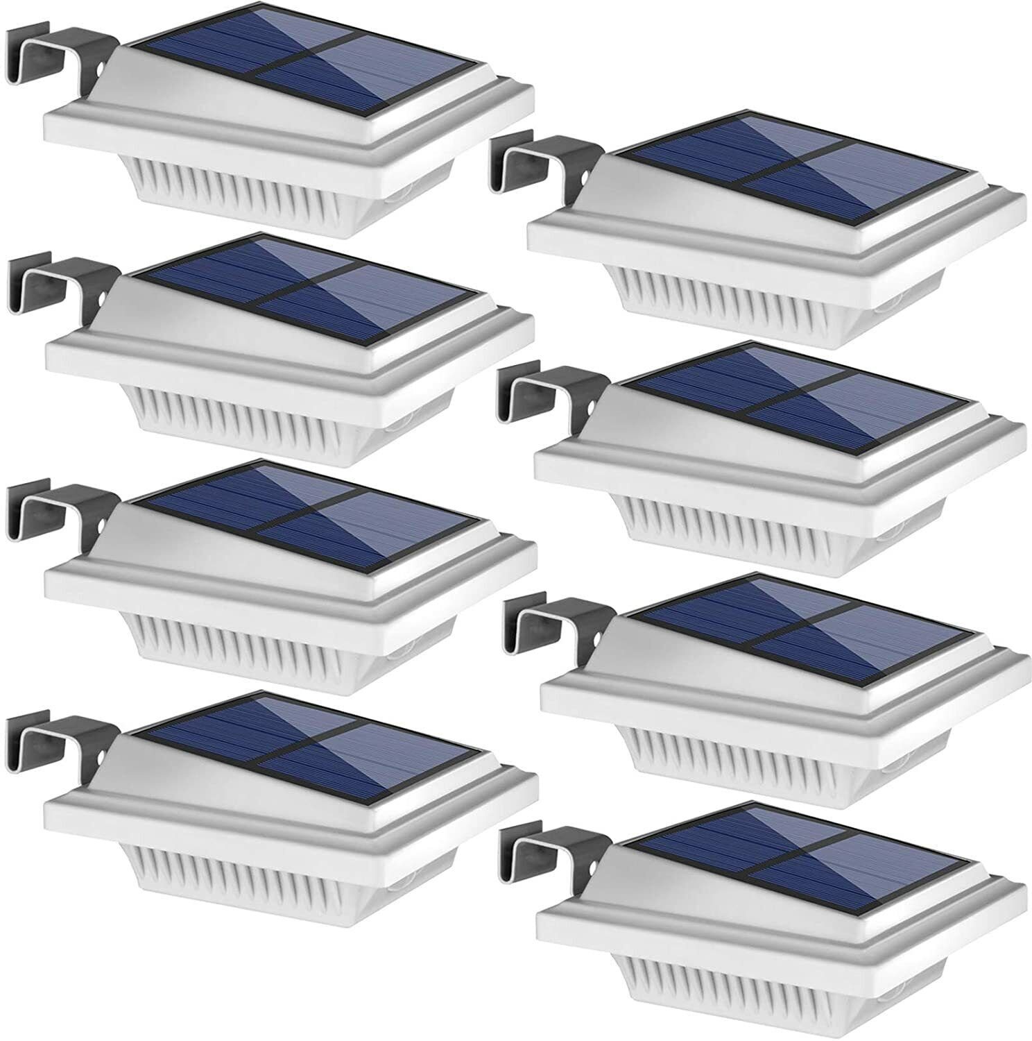 für KEENZO Dachrinnenleuchte 8Stk. dachrinnen Wegeleuchten Außen LED Solarlampen 40LEDs