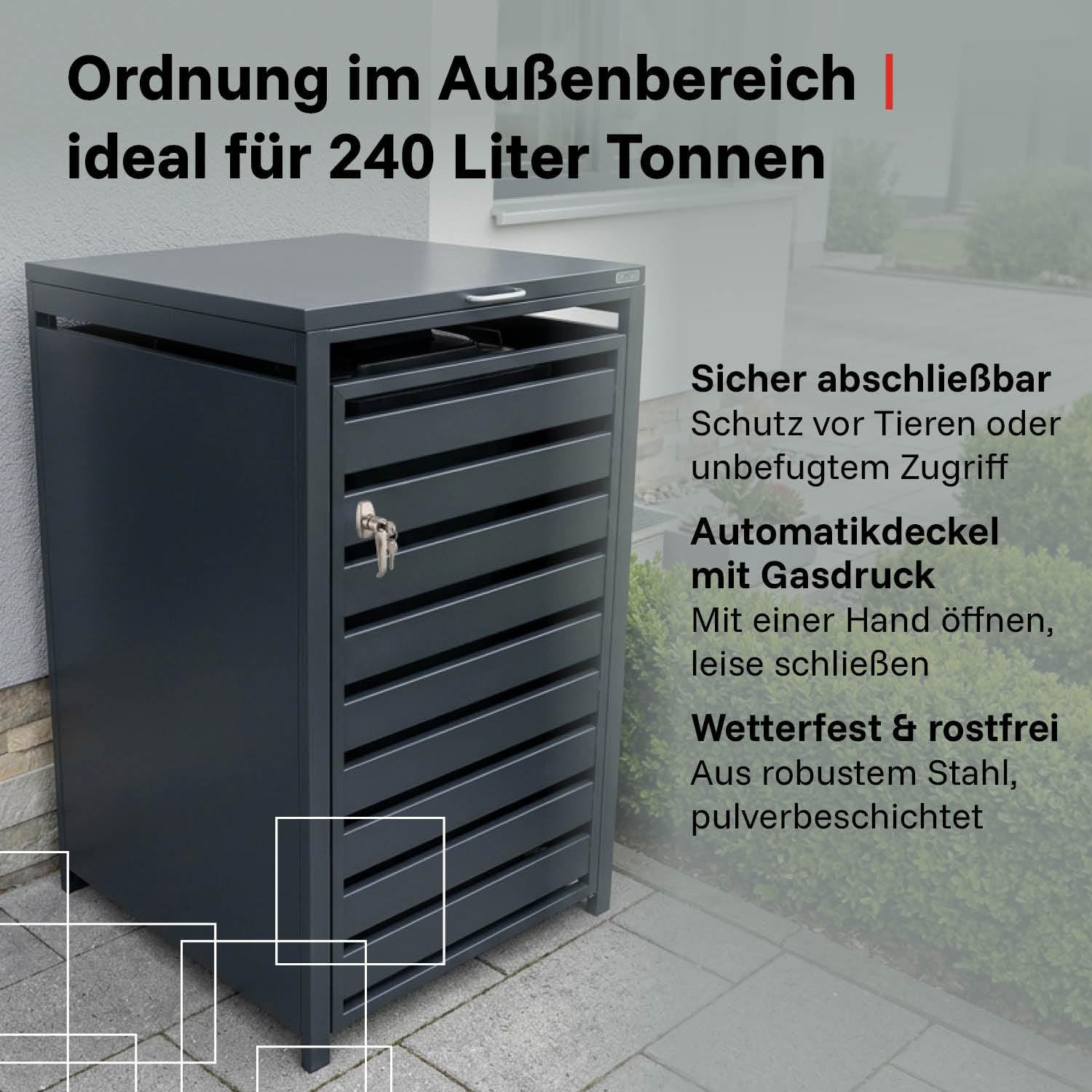LagerZwei Mülltonnenbox Mülltonnenbox 240 l (1 St), abschließbar, wetterfest