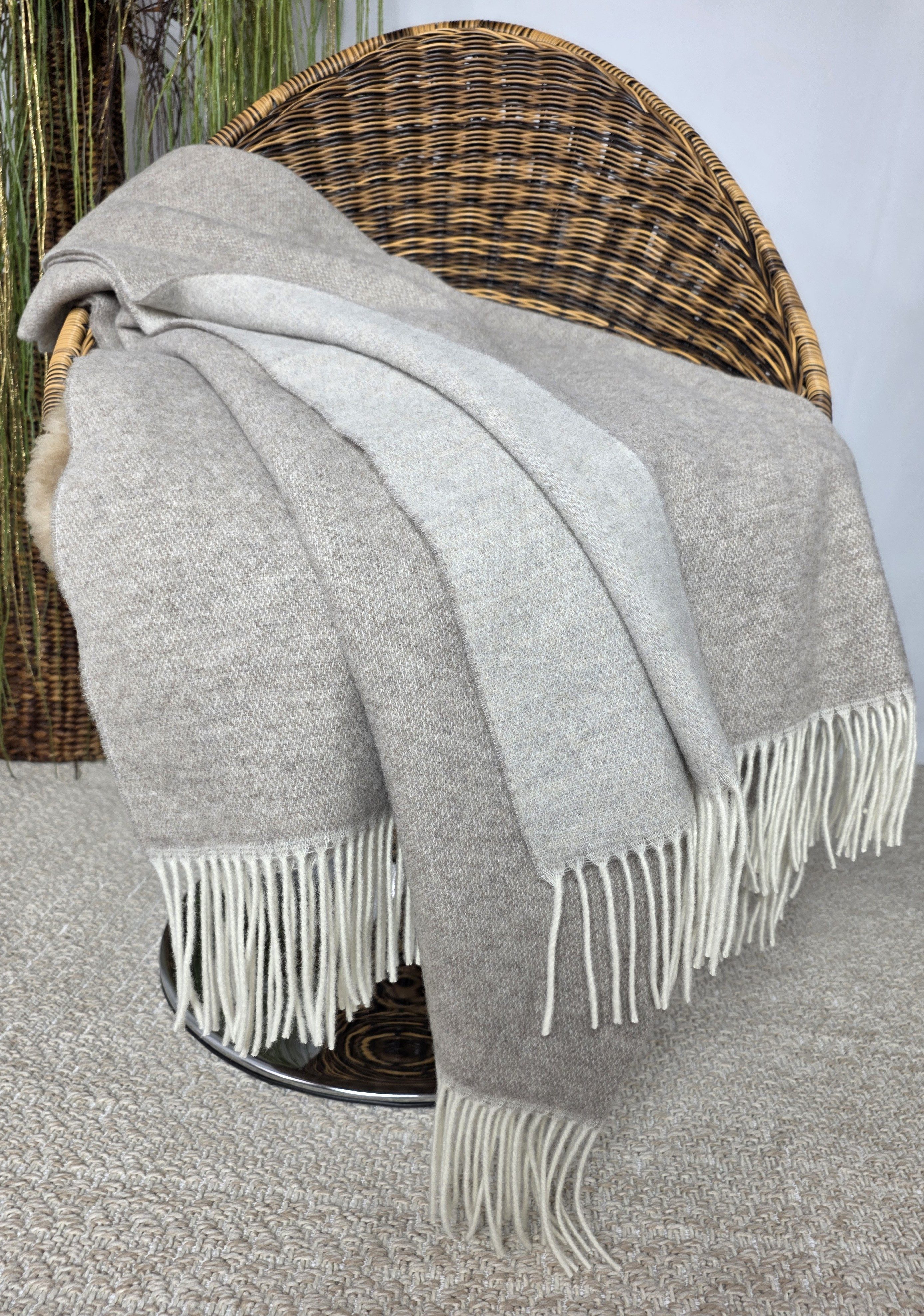 Wolldecke Merinowolldecke Plaid "FARO" Merinowolle-Kaschmir-Mix 140 x 200 cm, STTS