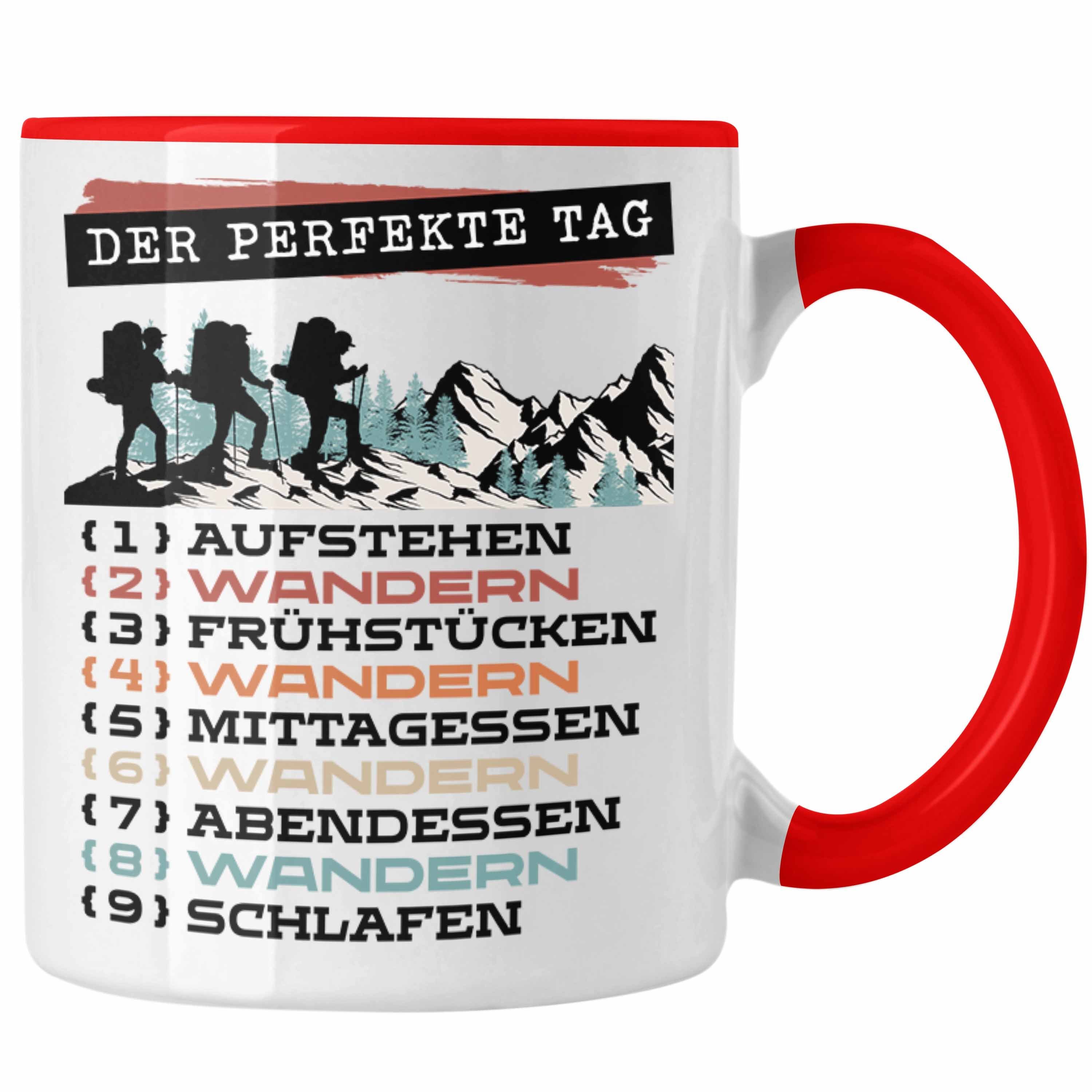 Trendation Tasse Trendation - Wandern Tasse Geschenk für Wander-Fans Berge Spruch Der P Rot