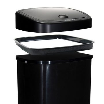 hjh OFFICE Mülleimer Sensor-Mülleimer CLEAN VI Stahlblech, Kunststoff, 68L, Abfalleimer mit Sensor