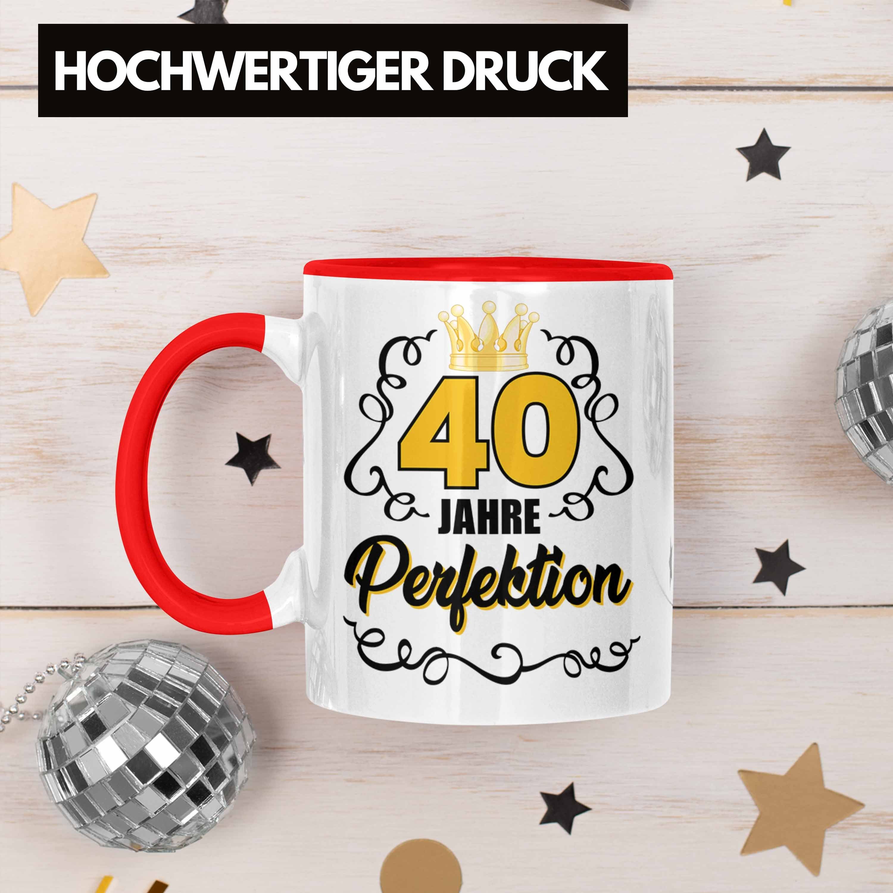 Tasse Tasse Frauen - Geschenk Spruch 40. 40er Perfektion Trendation Geschenkidee Rot Geburtstag Trendation Geburtstag