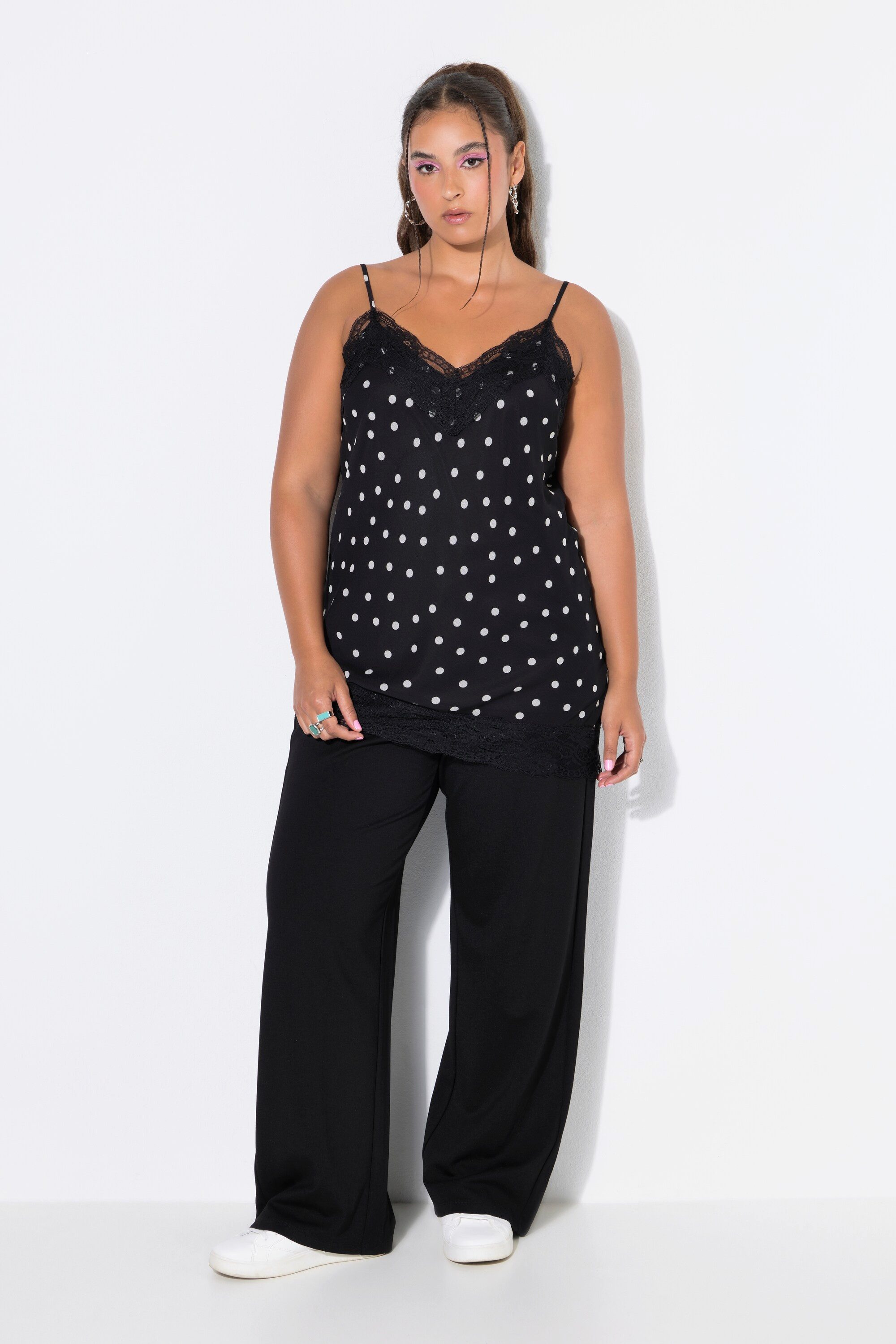 Studio Untold Spitzenbluse Chiffon-Top A-Line Dots Spitze