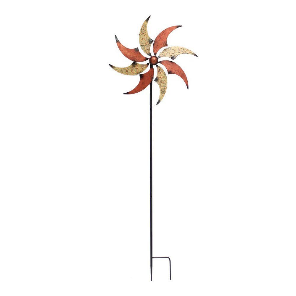 Home-trends24.de Windrad Windrad Windspiel Gartenstecker Windmühle Metallwindrad Bronze