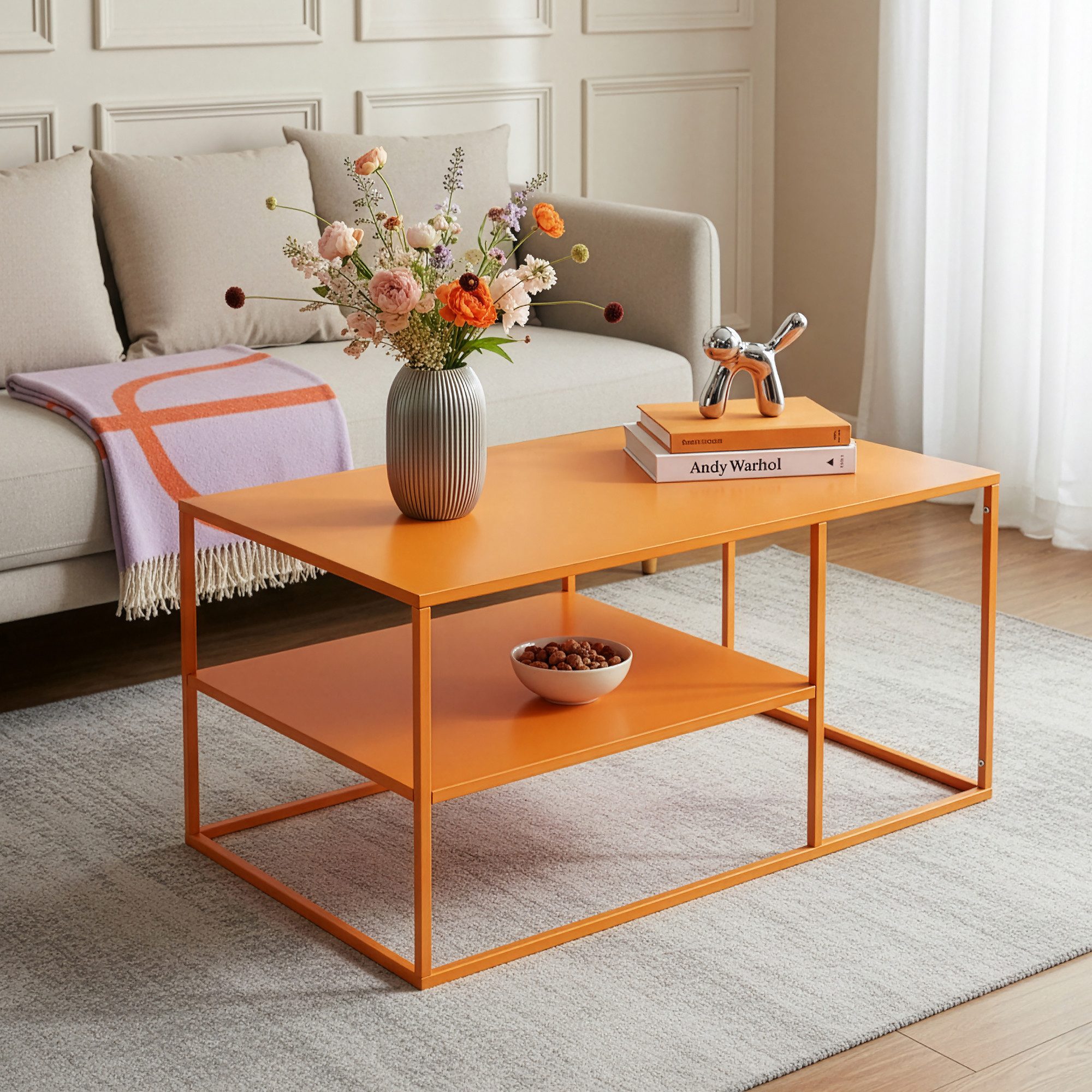 en.casa Couchtisch, »Solund« Beistelltisch Stahl 45x90x60 cm Orange günstig online kaufen