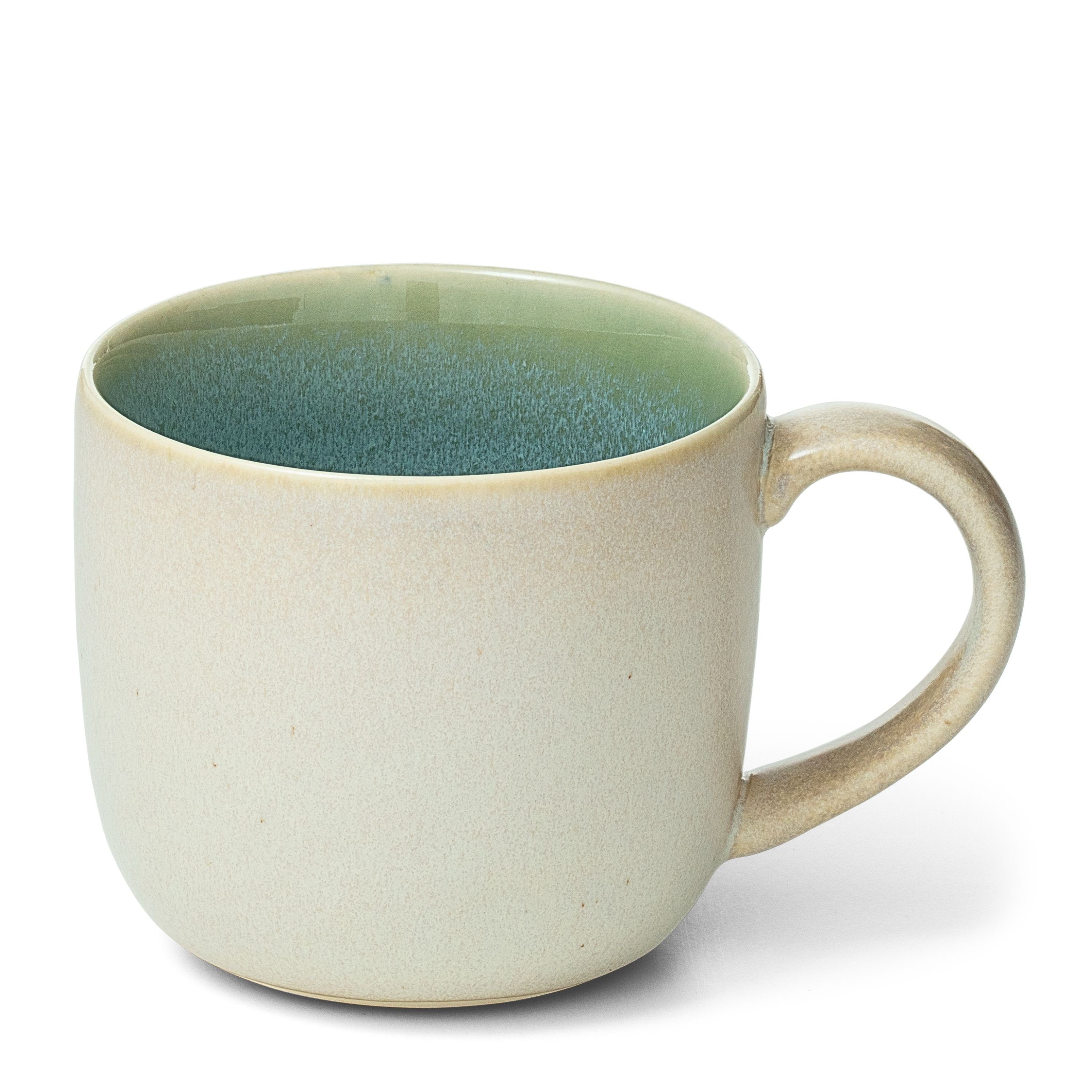 Econovo Tasse Handgefertigt, 1-tlg., Steingut, Große Keramiktasse 400ml Made in Portugal