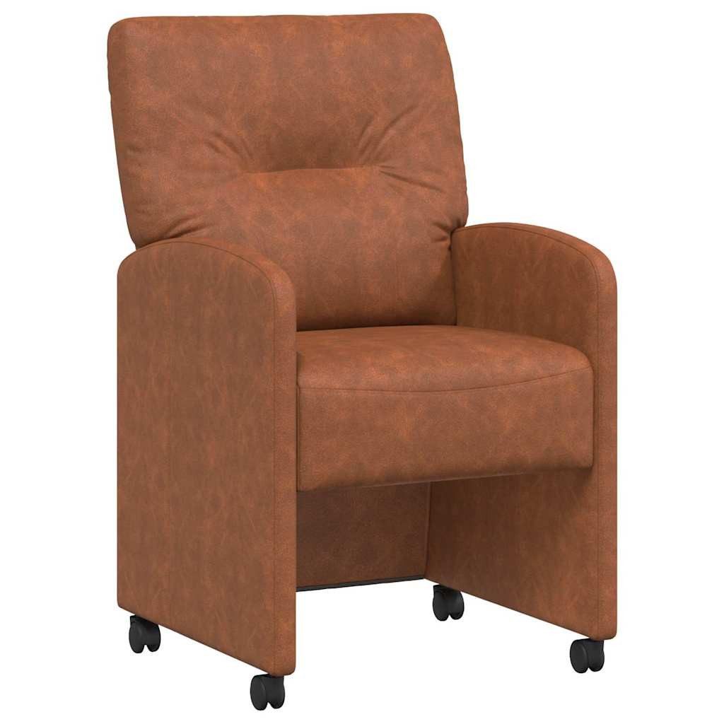 Esszimmerstuhl Esszimmerstühle mit Rollen 2 stk. Kunstleder Braun