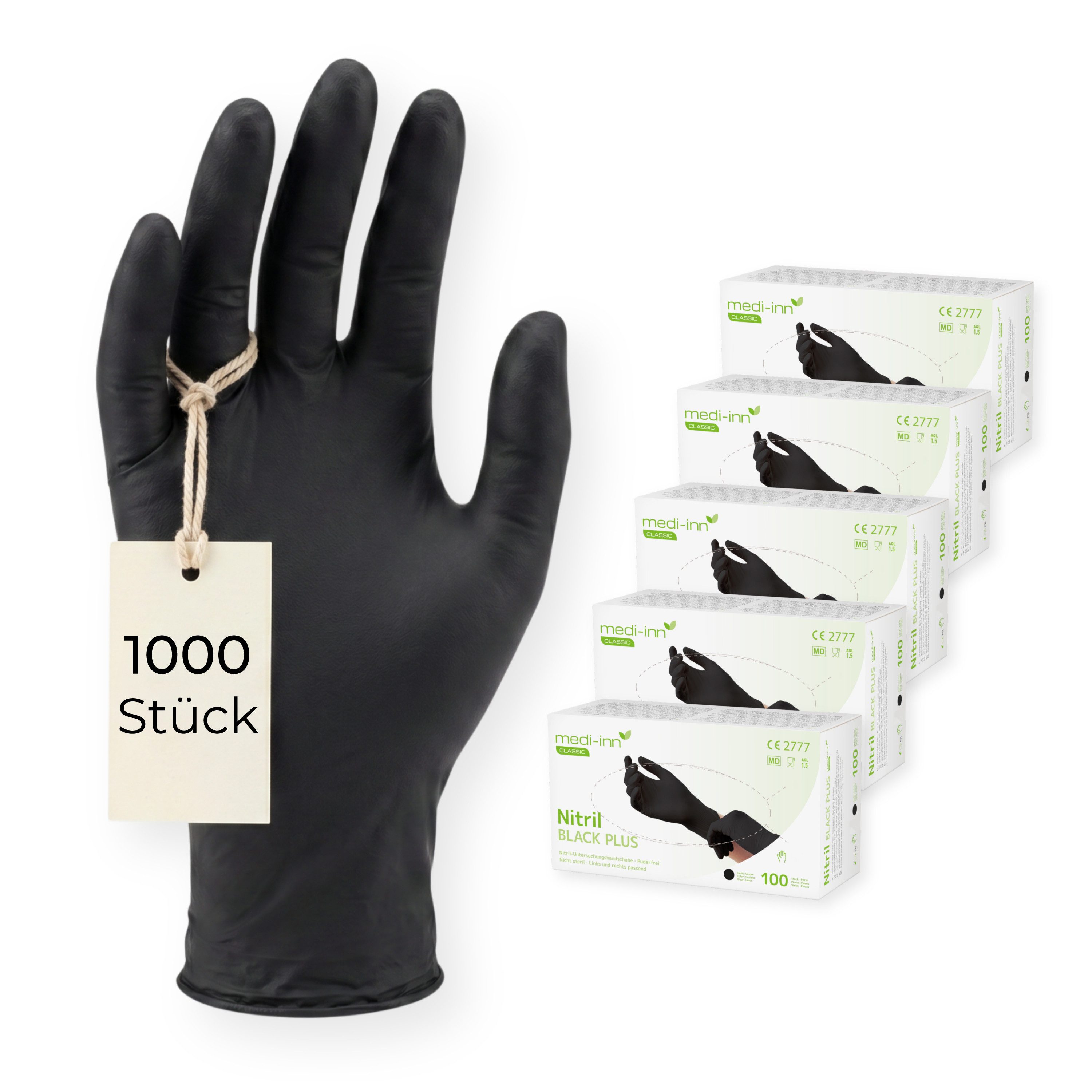 Medi-Inn Nitril-Handschuhe Nitril Black Plus, schwarz, puderfrei, latexfrei