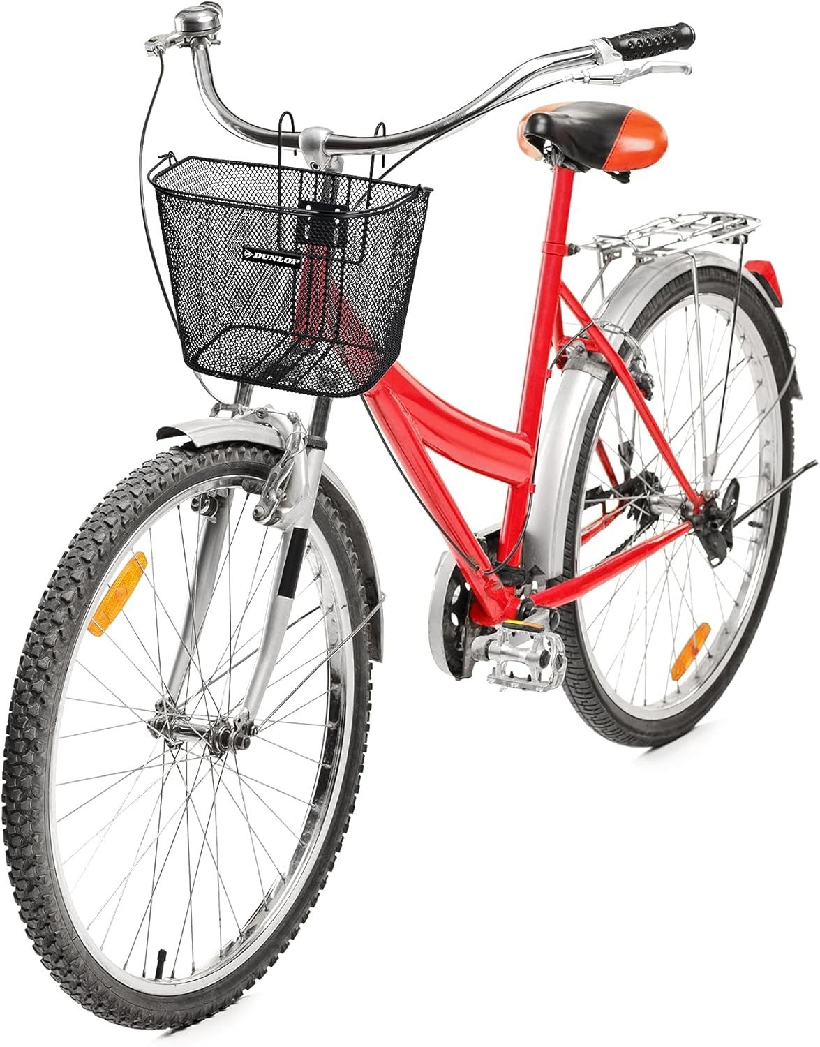 habeig Fahrradkorb Dunlop Lenkerkorb 22L 35x24,5x26 cm Metall schwarz, zum Anhängen