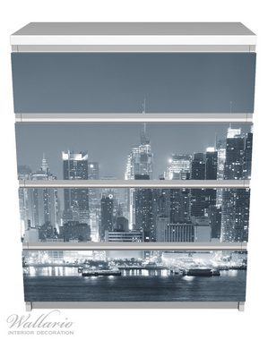 Wallario Möbelfolie New York Skyline - Schwarz Weiß Blau