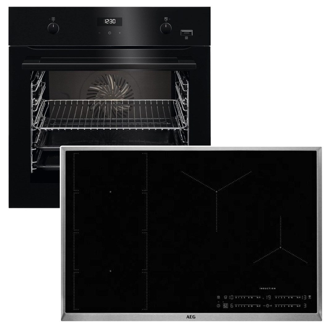 AEG Backofen-Set Backofen SteamBake + 76cm Induktionsfeld Boost Flex Slider Hob2Hood®, mit Nein