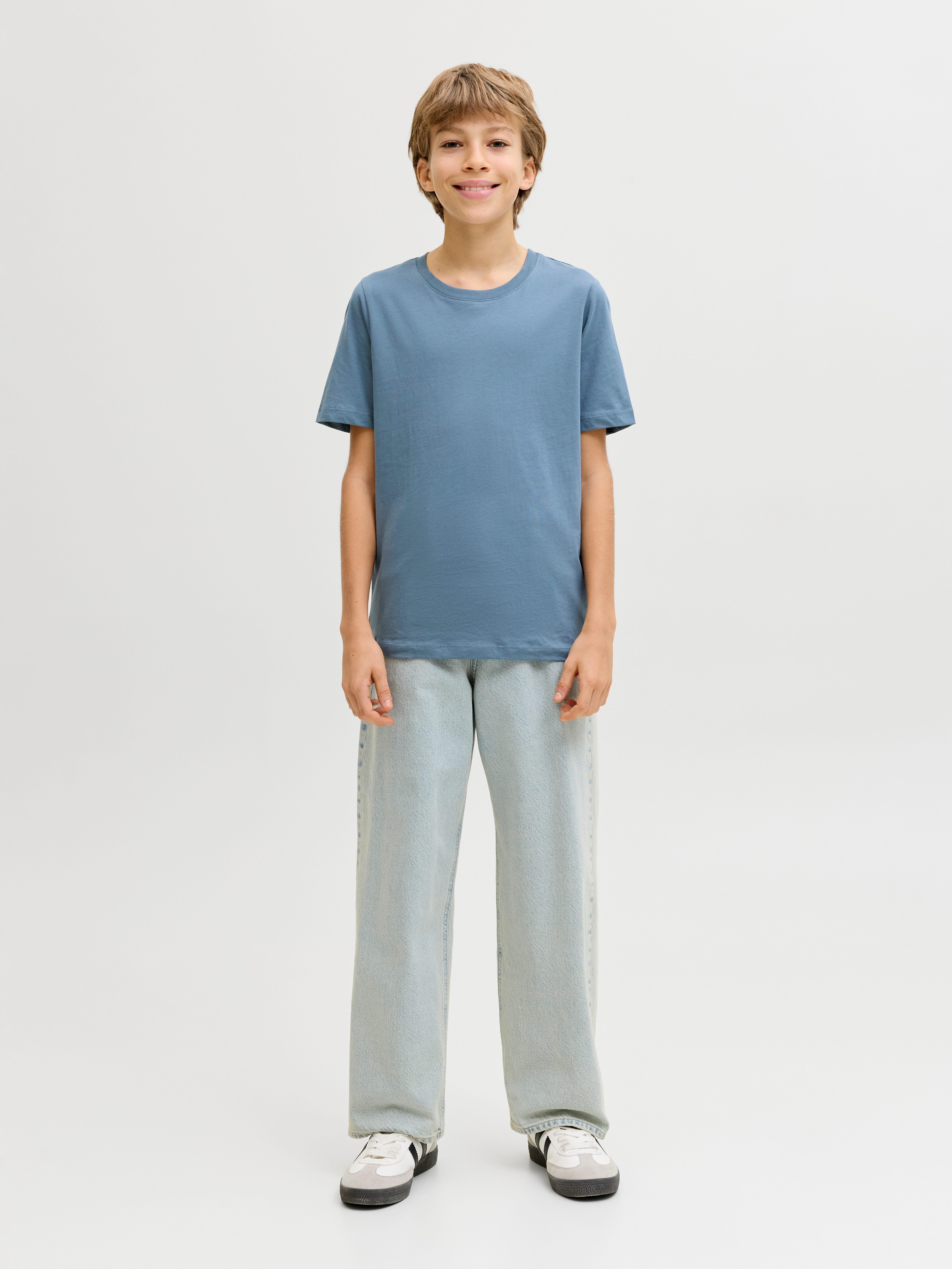 Jack & Jones Junior Rundhalsshirt JJEORGANIC figurbetont, atmungsaktiv, kombinierbar unifarben, casual, slim fit, Jersey, Rundhals