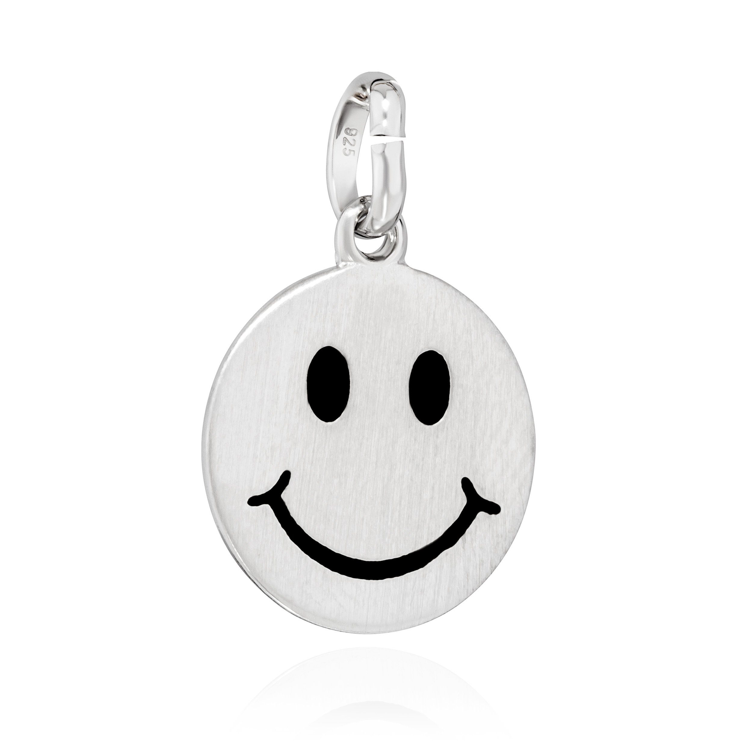 NKlaus Kettenanhänger Kettenahänger Smiley 925 Silber matt schwarz lackiert  12mm Amulett Tal | Kettenanhänger