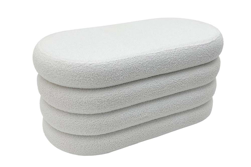 riess-ambiente Sitzbank VOGUE 85cm weiß (Einzelartikel, 1-St), Wohnzimmer · Bouclé · rund · mit Stauraum · Scandinavian Design