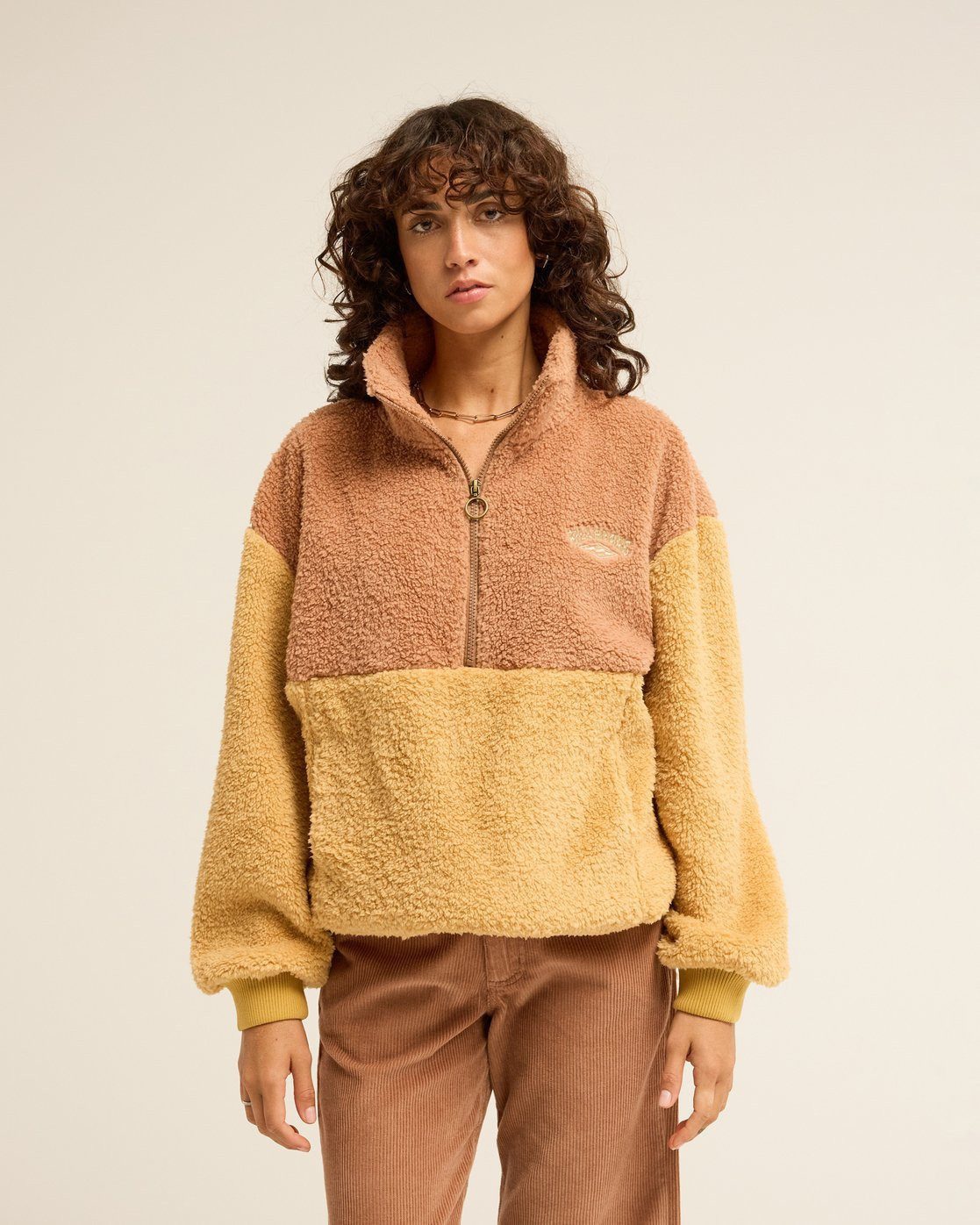 Billabong Strickfleece-Pullover TIME OFF aus Polyester, mit Reißverschlusskragen