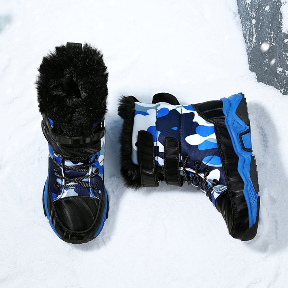 HUSKSWARE Snowboots warme halten, warm (Mittelhohe Kinderstiefel blau Schneestiefe, Vlies) schwarz und Winterkinder-Sneaker, rutschfest, Baumwollschuhe