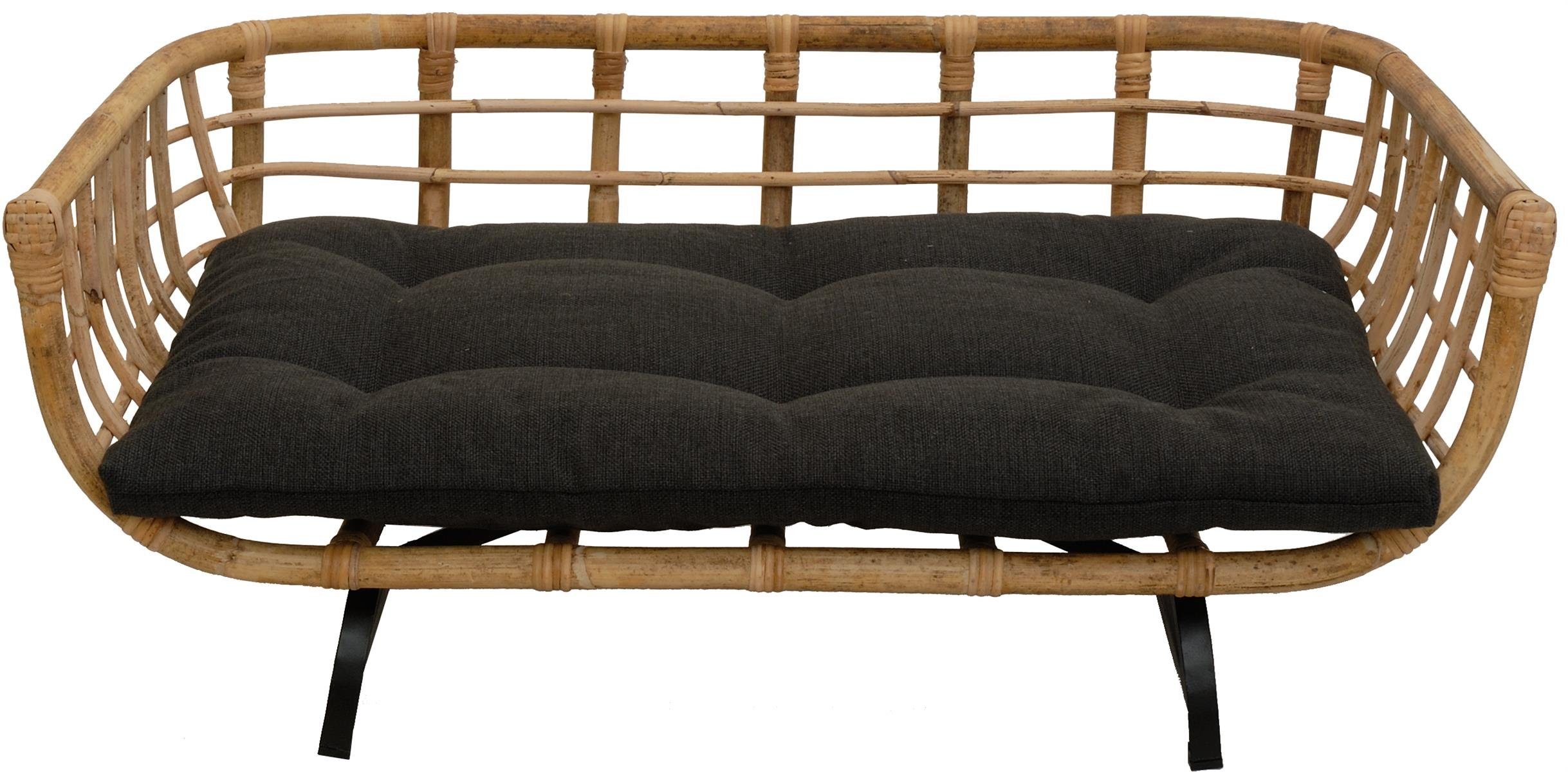 Krines Home Hundekorb Exklusiver Retro-Design Hundekorb Hundebett Tierkorb Haustier Bett, Polyester, Groß aus Rattan mit Kissen Modernes Bett für Katzen und Hunde Grösse