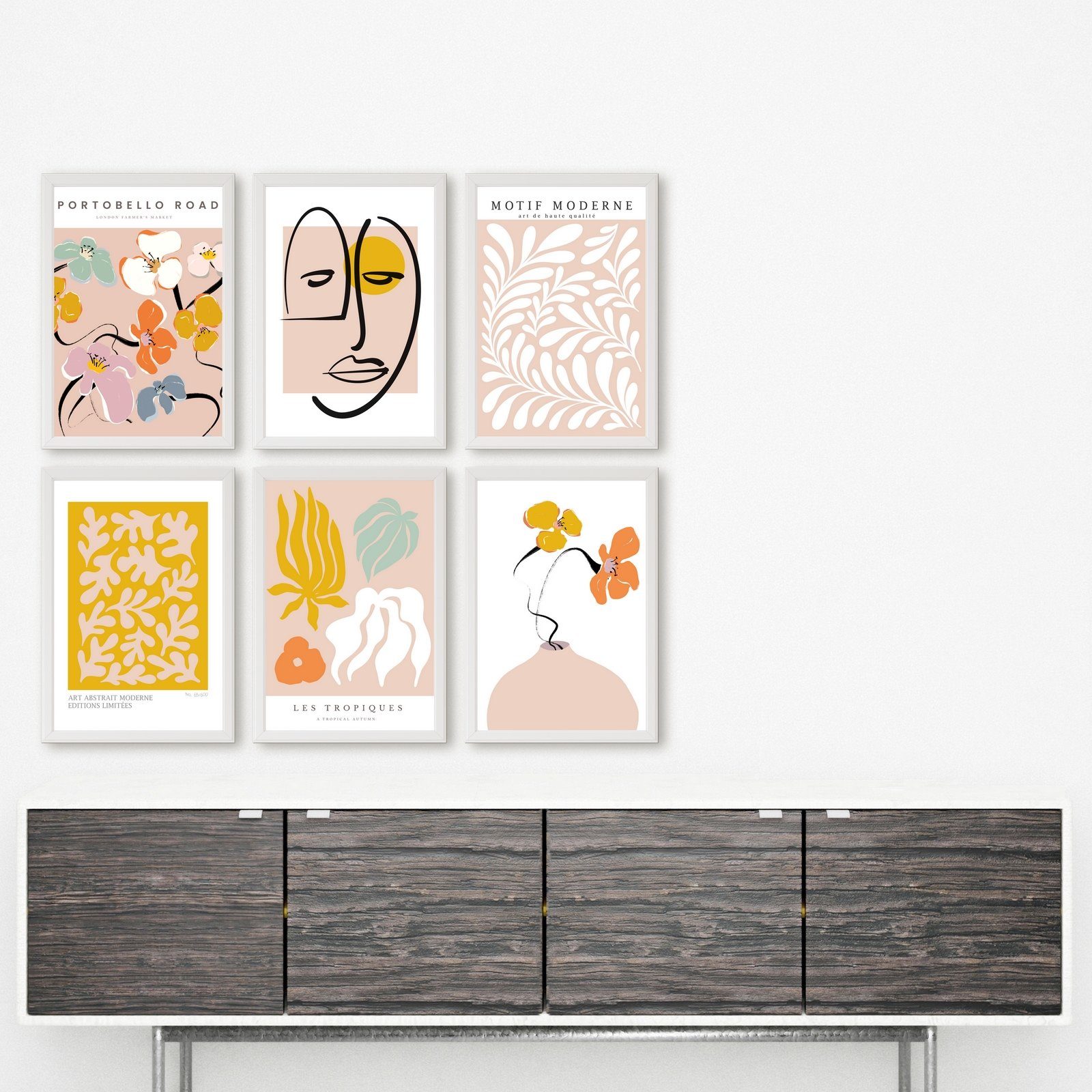 homestyle-accessoires Poster Bilderset Wandbilder Bilderwand ORGANIC ART PASTELL 6er SET, - Ohne Bilderrahmen - sorgfältige & sichere Verpackung
