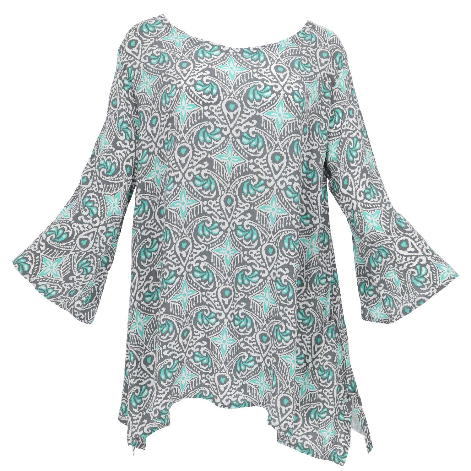Longbluse Tunika mit Trompetenärmeln für starke Frauen,..