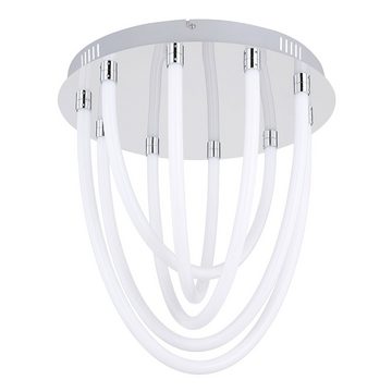 etc-shop LED Deckenleuchte, LED-Leuchtmittel fest verbaut, Warmweiß, LED Deckenleuchte Deckenlampe Chrom Weiß Memoryfunktion H 44,5 cm