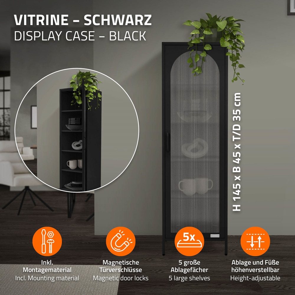 ML-DESIGN Vitrine Buffet Küchenschrank Vitrinenschrank Stahl Standvitrine m günstig online kaufen