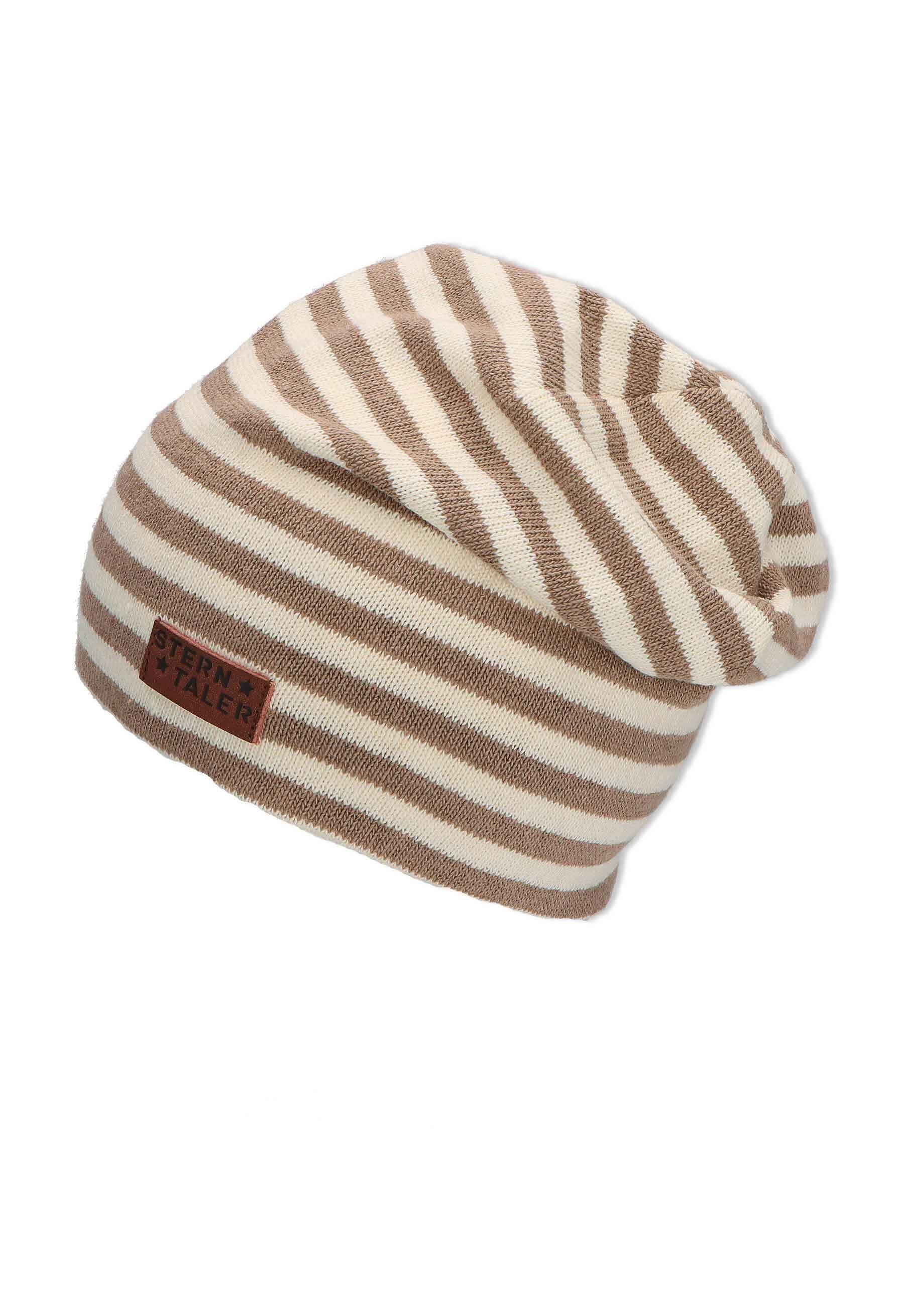 Sterntaler® Beanie Beanie (1-St., Wintermütze gefüttert mit Baumwollfleece) Kinder Mütze aus Baumwollmischgewebe mit Streifen