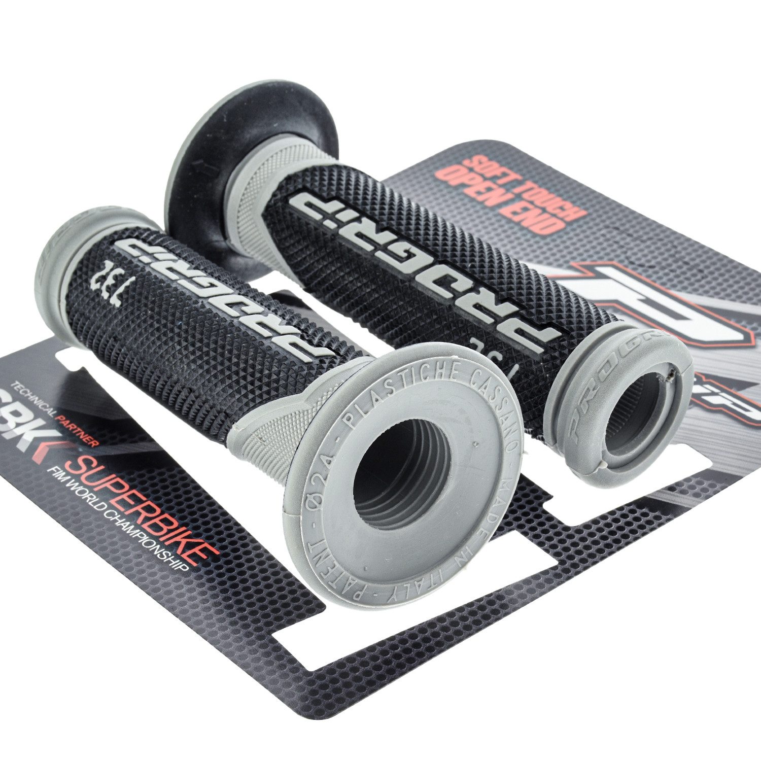 PROGRIP Fahrradlenkergriff Motorrad Lenkergriffe 732 Grau Schwarz Gummi 22mm 25mm (Paar), für Motorrad, Roller, Scooter, Quad, Cross