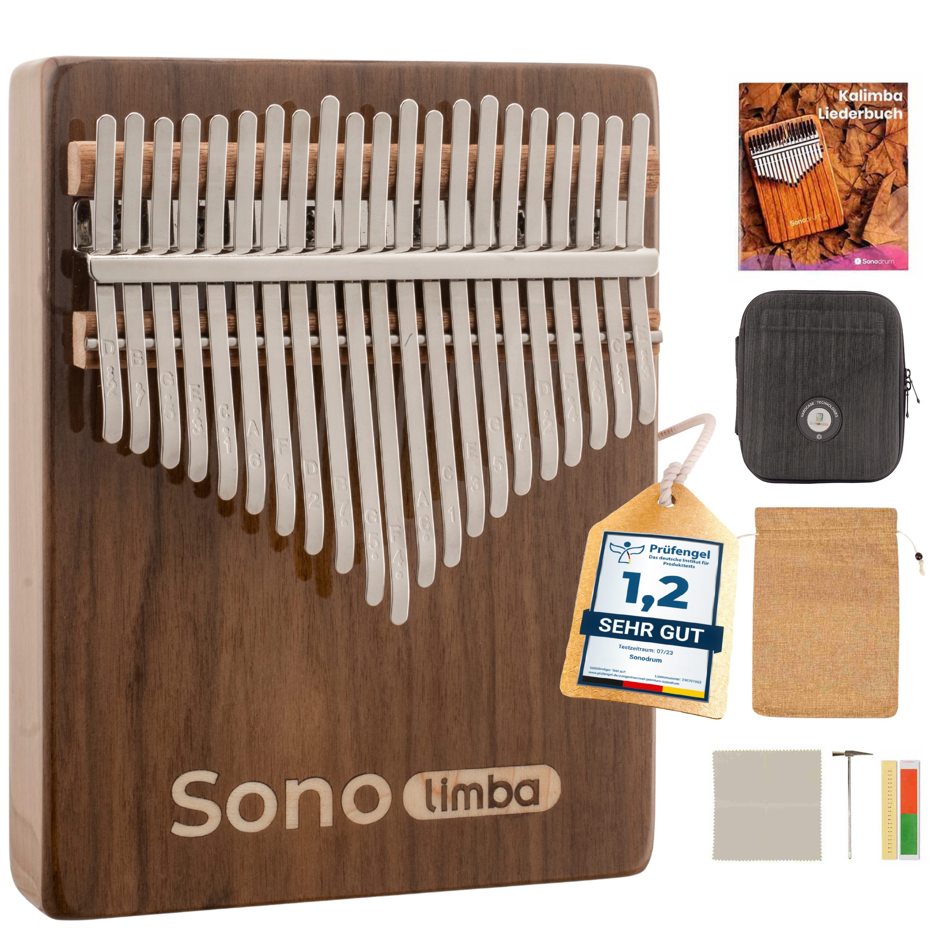 Sonodrum Kalimba "Sonolimba" aus Walnussholz im Set, C-Dur, 17 o. 21 Tasten
