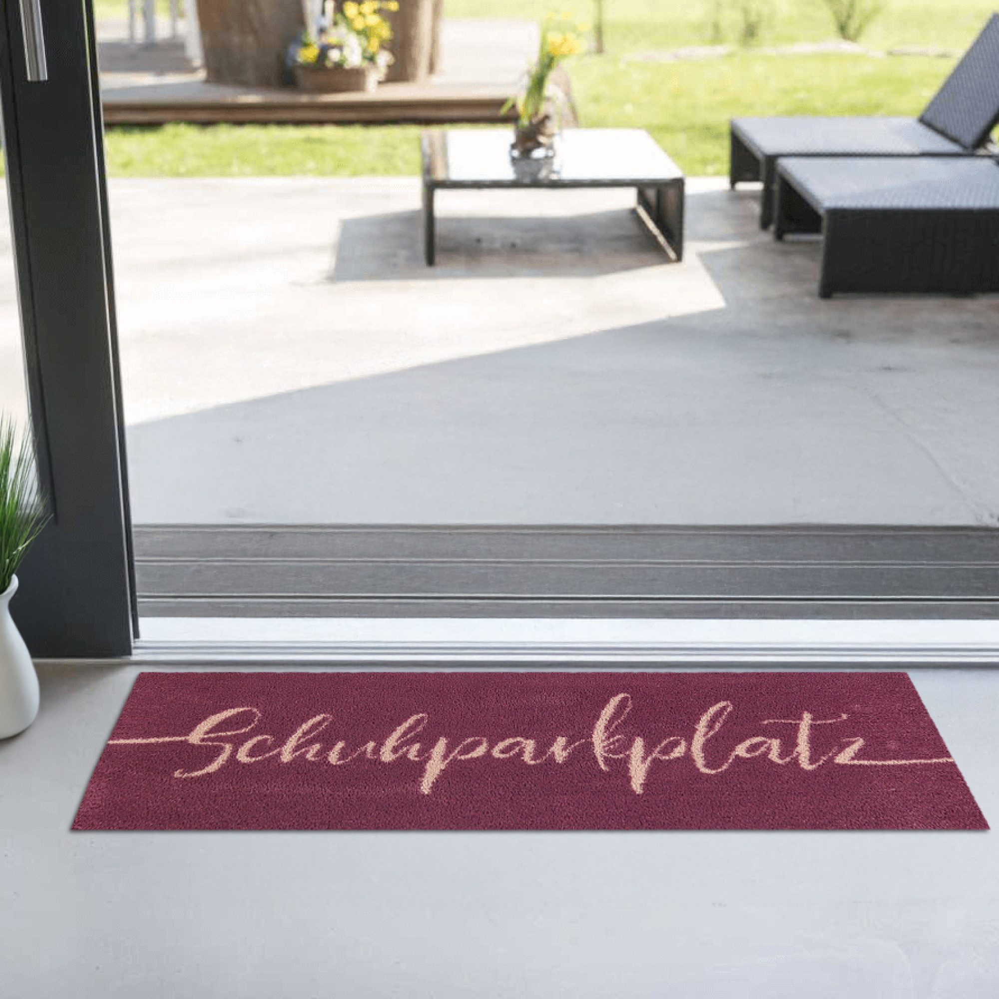akzente Fußmatte Feel Schuhparkplatz Typo purpur, günstig online kaufen