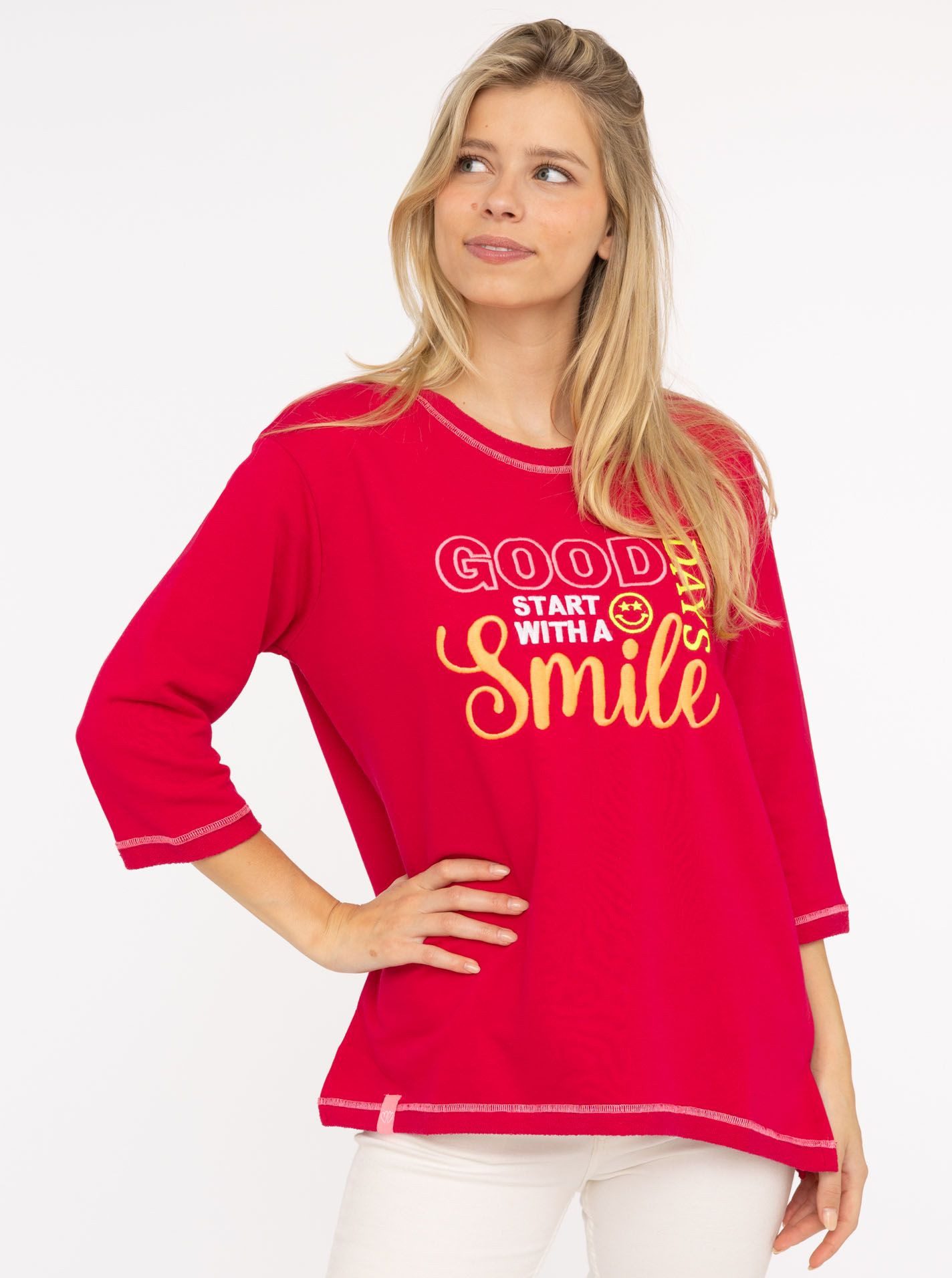 Zwillingsherz Langarmshirt "Good Days" mit auffälliger, gestickter Neon Sch günstig online kaufen