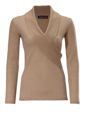 PATRIZIA DINI by heine Wickelpullover Patrizia Dini Damen Designer-Merinowollepullover, taupe