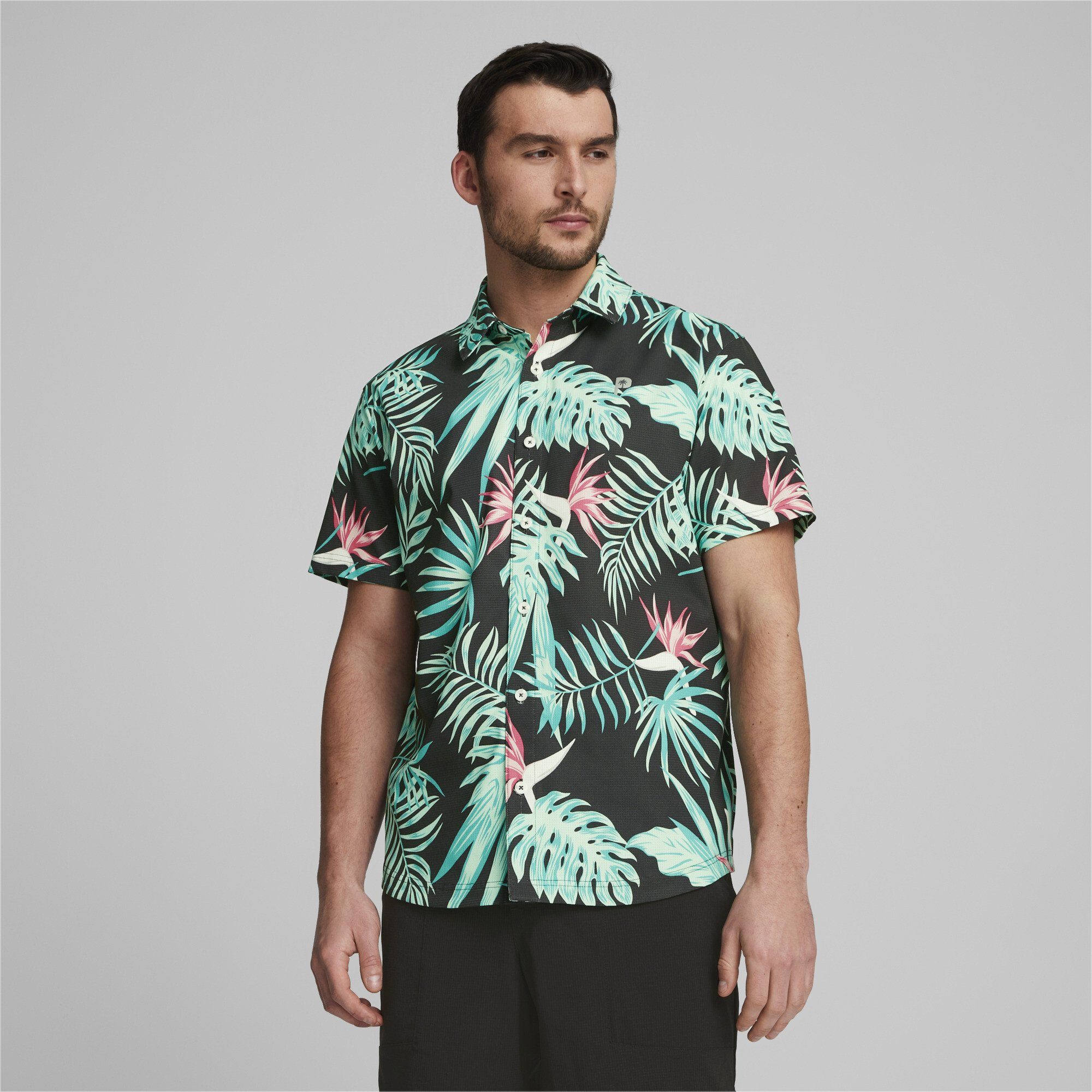 PUMA Poloshirt Palm PUMA Golfhemd Button-Down x Crew Paradise Tree Herren