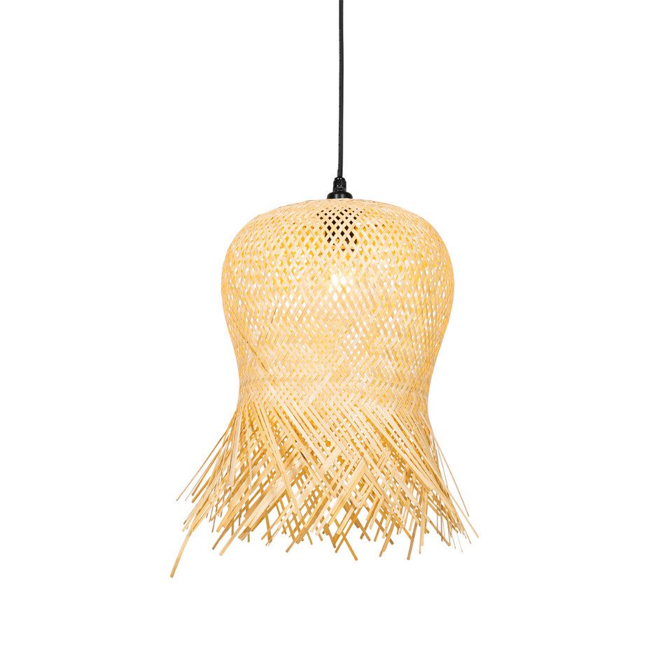 Qazqa Außen-Deckenleuchte Carlos, ohne Leuchtmittel, E27, Naturel, Orientalisch, Bamboo, 1-flammig