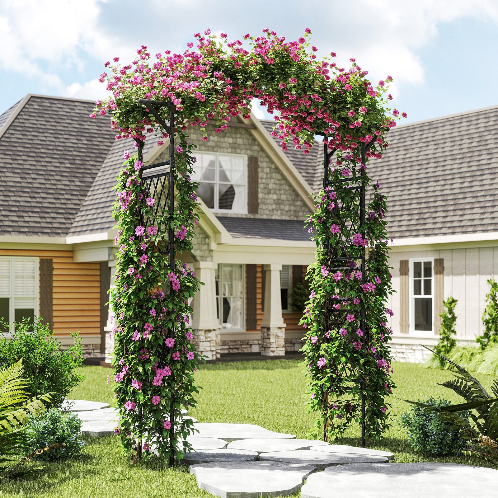 COSTWAY Rosenbogen, 1 St., Gartenbogen Metall, Rosengitter Rankhilfe, 210 c günstig online kaufen